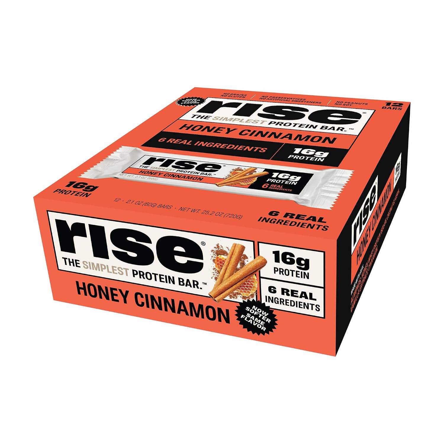 Rise Honey Cinnamon Whey Protein Bars | High Protein Breakfast Bar & Snack | Gluten-Free Soy-Free