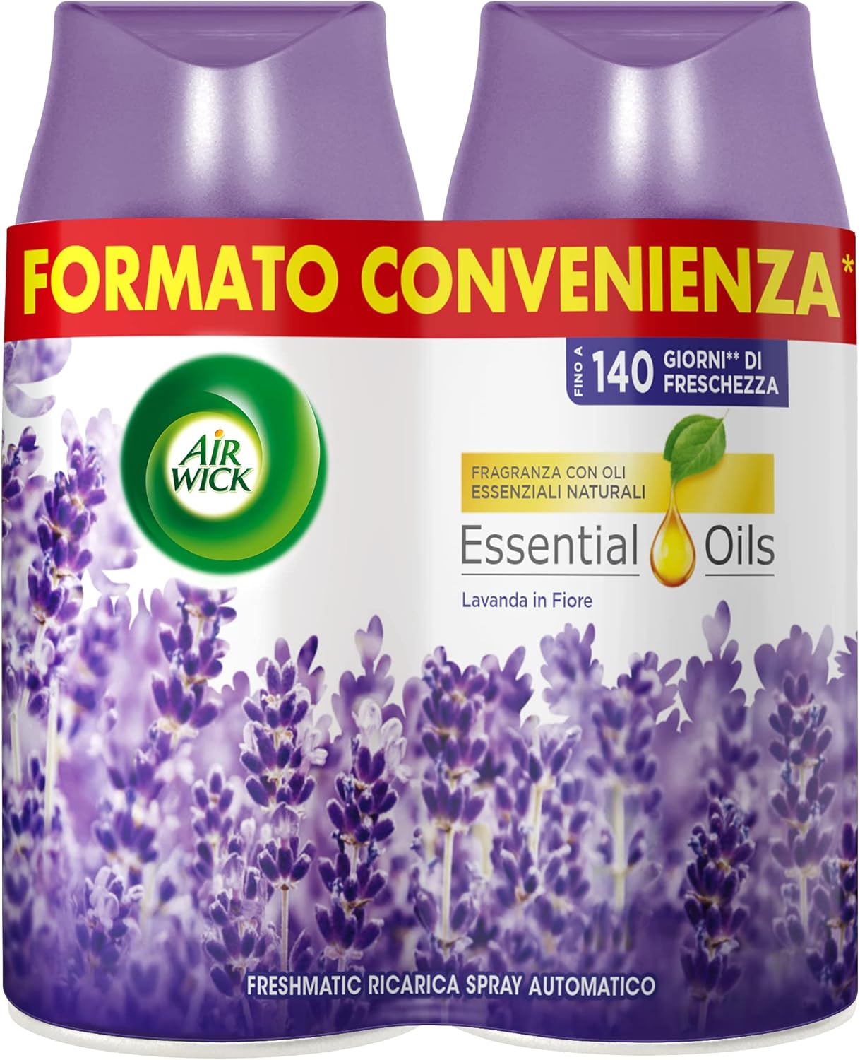 Airwick Freshmatic Automatic Spray Refill, 2 x Lavender Air Freshener Refills, Paintless, Aerosol Deodorant 250ml (Pack of 2)