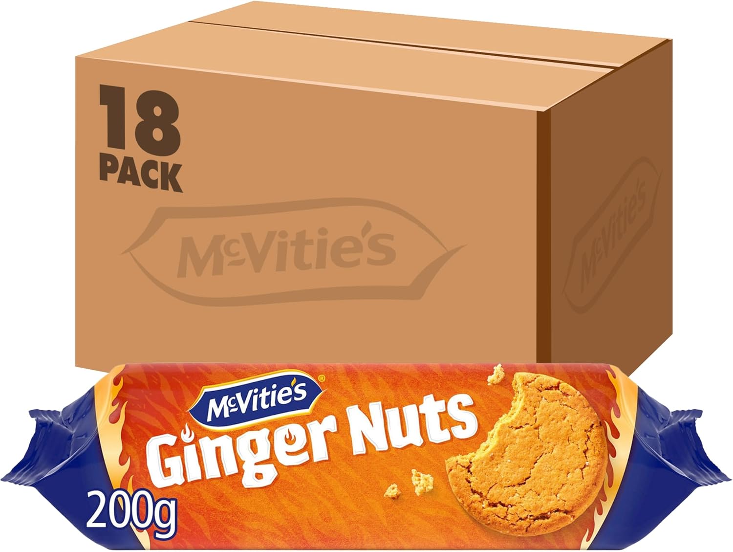 McVitie's Ginger Nuts Biscuits, Spicy Ginger Crunch, 200 g (Pack of 18)