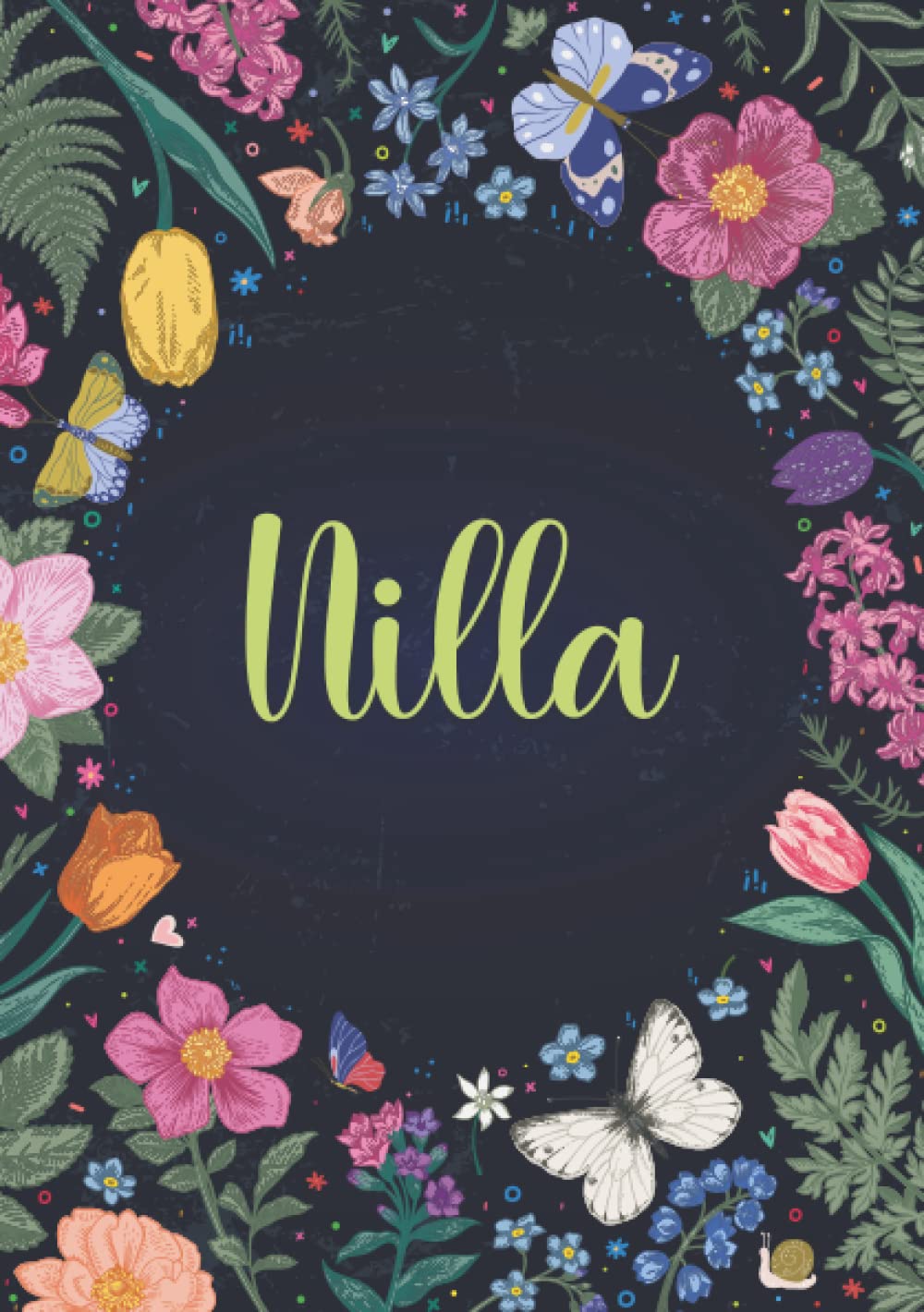 Nilla: Taccuino A5 | Nome personalizzato Nilla | Regalo di compleanno per moglie mamma sorella figlia ... | Design: primavera e farfalle | 120 pagine a righe, piccolo formato A5 (14.8 x 21 cm)