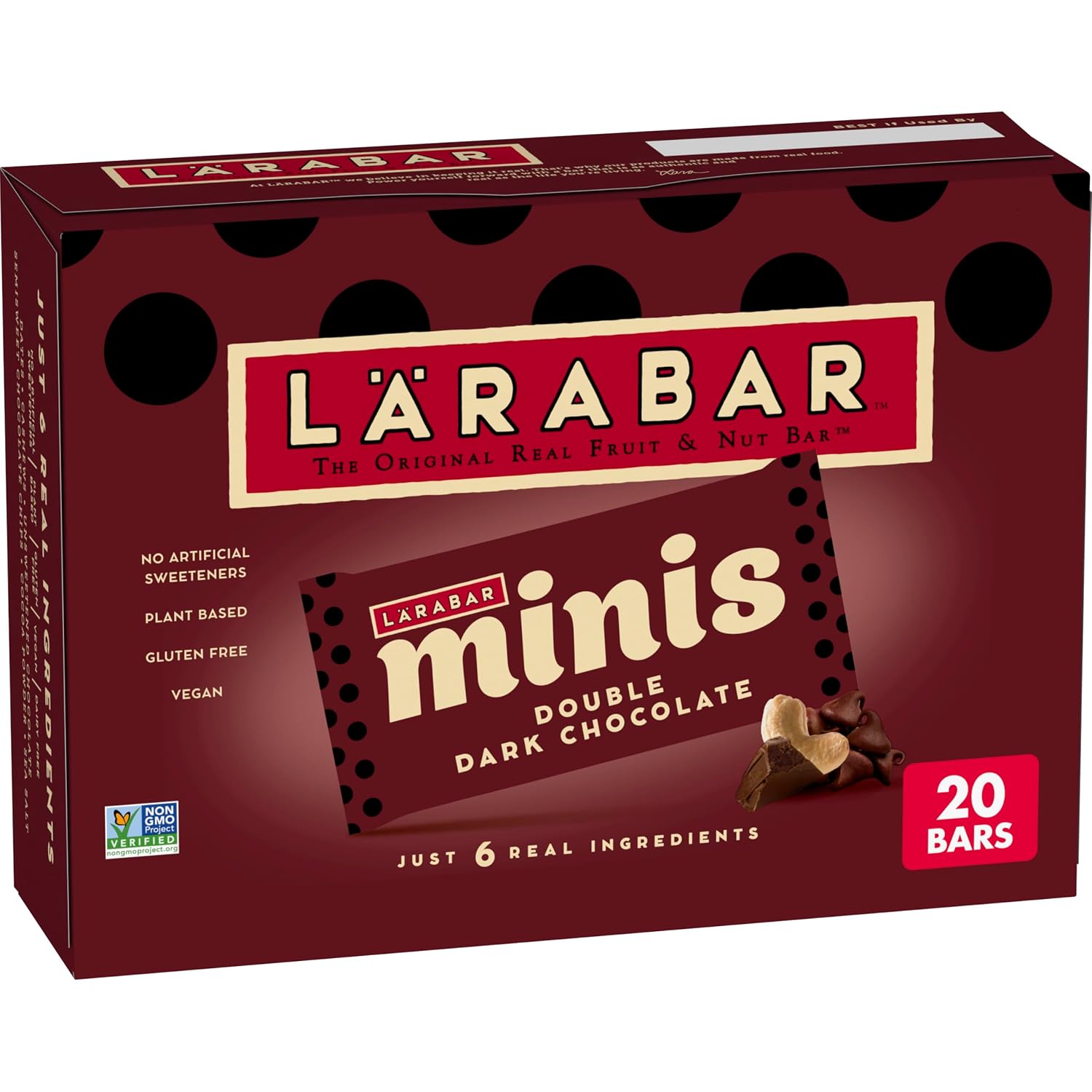 Larabar Minis Double Dark Chocolate Fruit & Nut Bars, 20 ct, 15.6 oz | Fair Trade Certified Chocolate, Dairy Free, Non-GMO, No Artificial Sweeteners