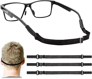 Adjustable Glasses Straps - 3 Pcs No Tail Adjustable Eyewear Retainer Glasse Strap for Men's Glasses Straps, Kids' Glasses Straps, Women's Glasses Straps, Sunglasses Straps, Black(7.5-13.5 inch)