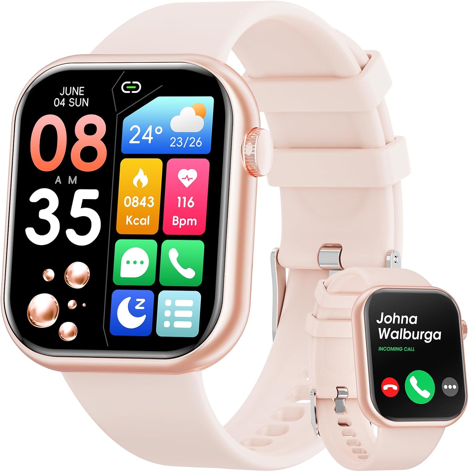 Hwagol Smart Watch (Answer/Make Calls), 1.85" Fitness Tracker, Smartwatch Heart Rate/Sleep Monitor/Pedometer/Calories, 140+ Sports Modes, Waterproof Women's Men's Fitness Watch for Android iOS