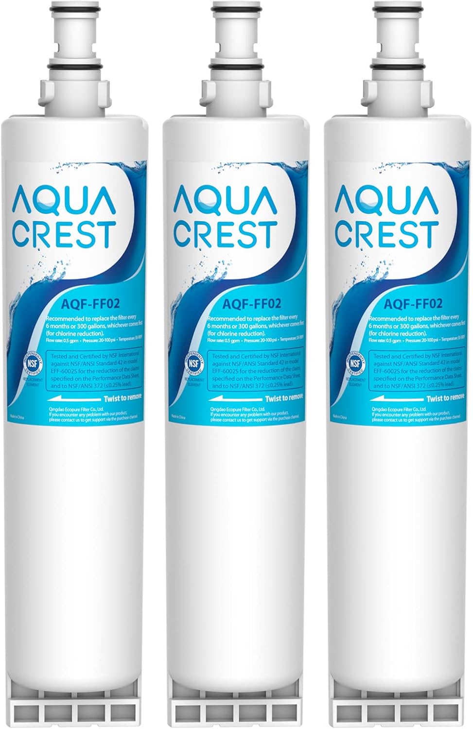 AQUA CREST 4396508 Fridge Water Filter, Compatible with Whirlpool 4396508, 4396510, SBS002, SBS004, SBS200, S20BRS, EDR5RXD1, 481281729632 (3)