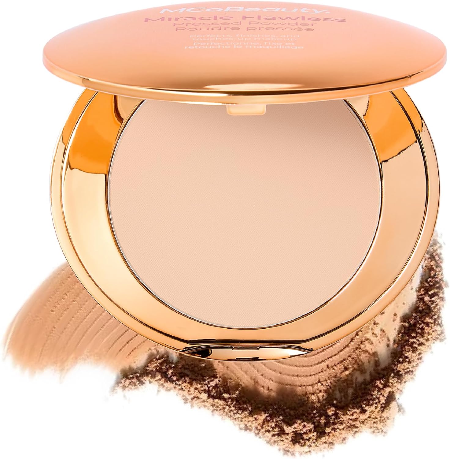 MCoBeauty Miracle Flawless Pressed Powder - 1 Light | Compact, Soft Focus Blurring, Finishing & Setting Makeup, Hydrating, Vegan & Cruelty Free