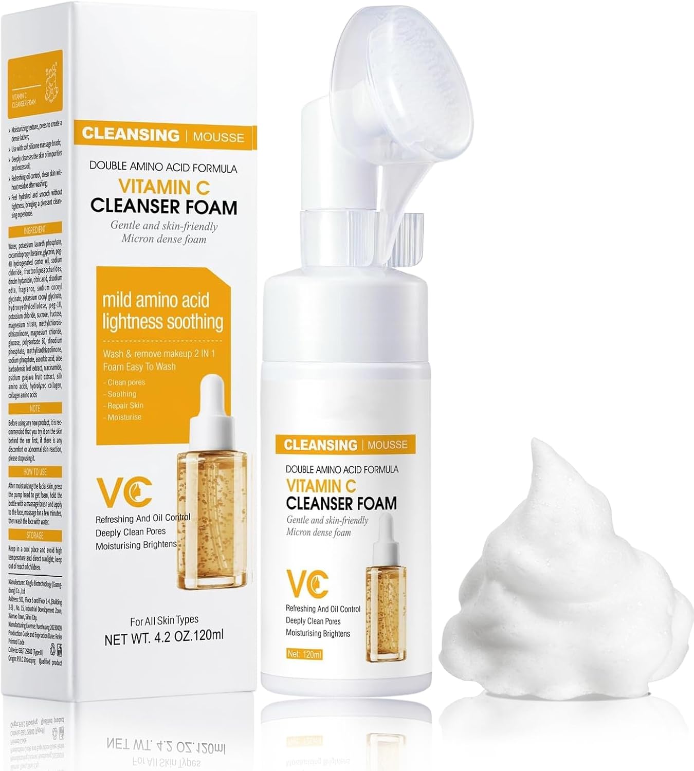 Vitamin C Foaming Face Cleanser, Foaming Cleanser for skin tone, Reduces fine lines & wrinkles, Exfoliates the skin (Vitamin C)