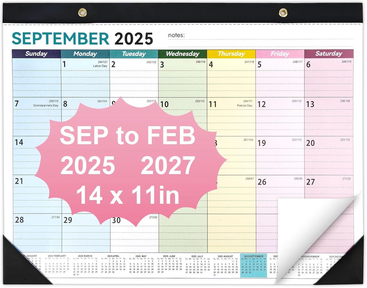 Desk Calendar 2025-2026, 14" X 11" Desktop Calendar 2025-2026, 18 Months Calander Runs from Sep. 2025 to Feb. 2027, Academic Monthly Planner for Home School Office (Colorful)