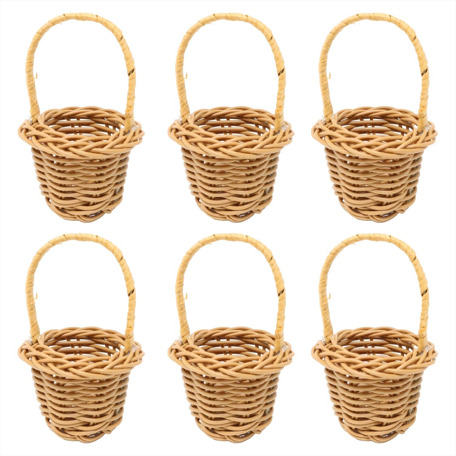 Honbay 6PCS Miniature Woven Baskets with Handles Tiny Candy Gifts Basket Mini Flower Basket for Wedding Party Favors Crafts Decor