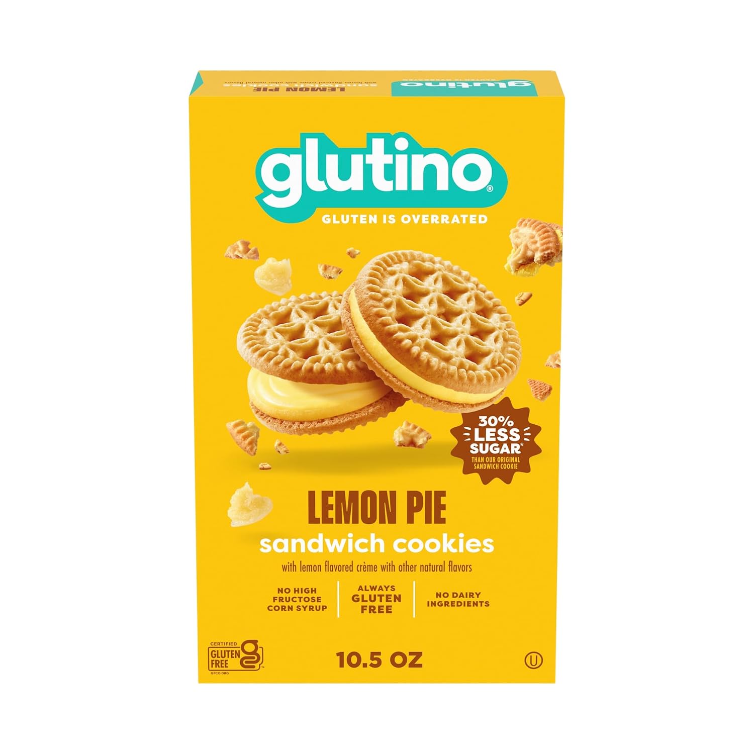 Glutino Gluten Free Lemon Pie Sandwich Cookies, Gluten Free Snack, 10.5 oz.