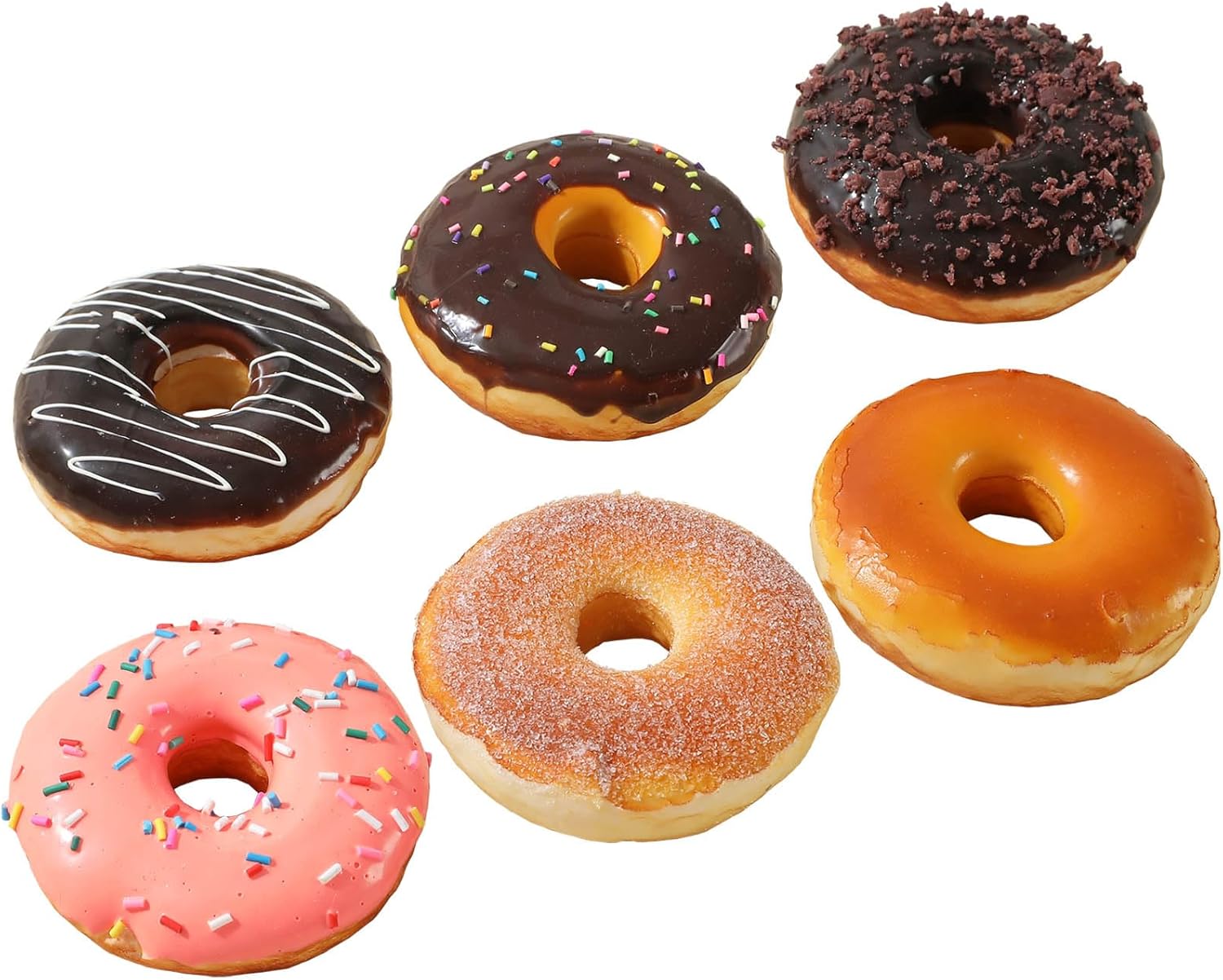 Fake Donut 6 Pack Artificial Doughnut for Decoration Realistic Fake Food for Display Faux Dessert Party Decorations Photography Props