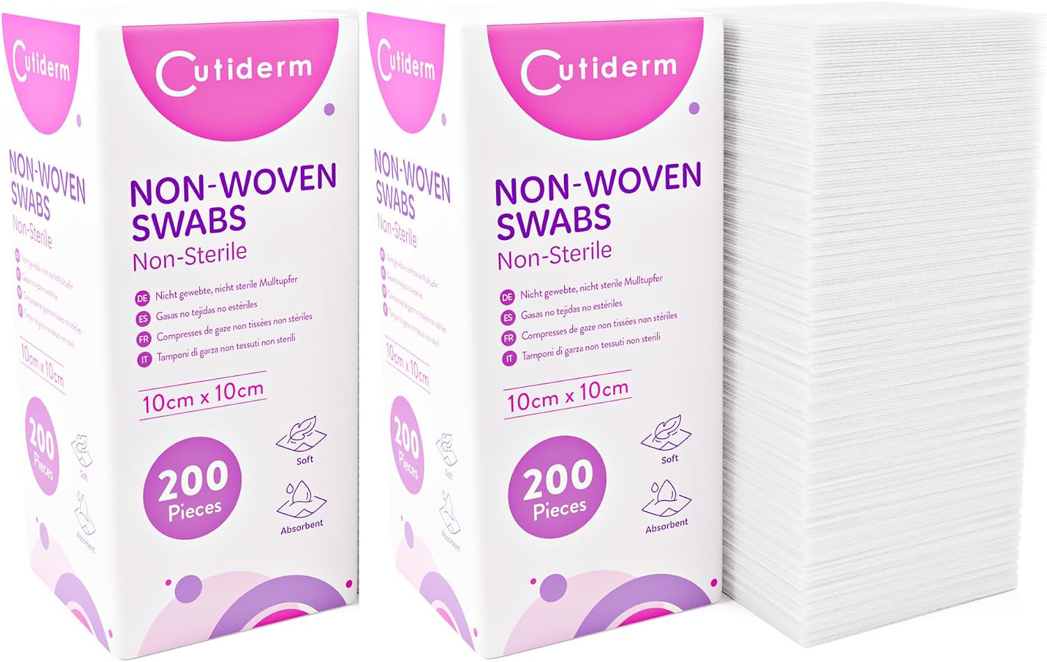 Cutiderm Non-Woven Gauze Swabs 10cm x 10cm - Multipack: 2 Packs of 200