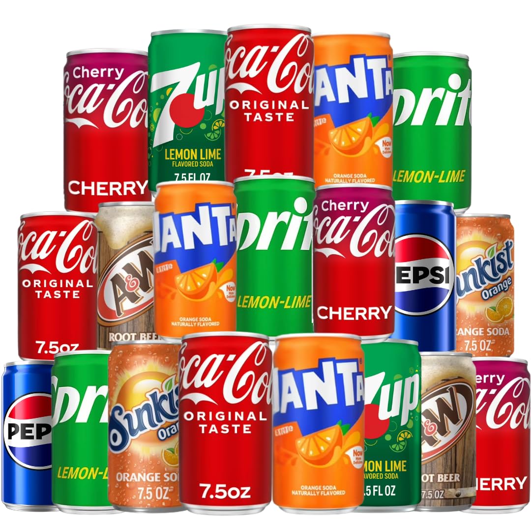 Mini Soda Soft Drink Variety, 8 Flavor Soda Assortment - 7.5 Fl Oz. Cans (24 - Pack)