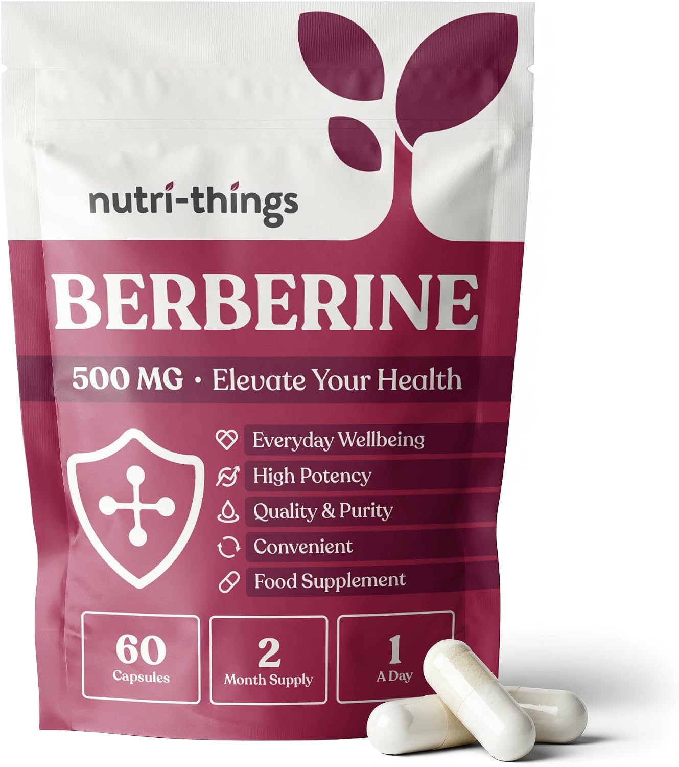 Berberine 500mg Supplement - Optimal Wellness Support, Super Antioxidant for Immunity, Monthly Supply for Daily Wellness, Immune System & Gut Health Boost, Blood Sugar & Cholesterol Control
