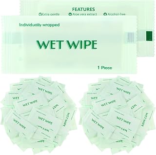 Timgle 300 Pack Individually Wrapped Wet Wipes Bulk Individual Hand Wipes Unscented Wipes Packets, Wet Napkins Clean Hands Quickly for Travel Homeless Restaurant Barbecue Wedding (Green,Green Tea)