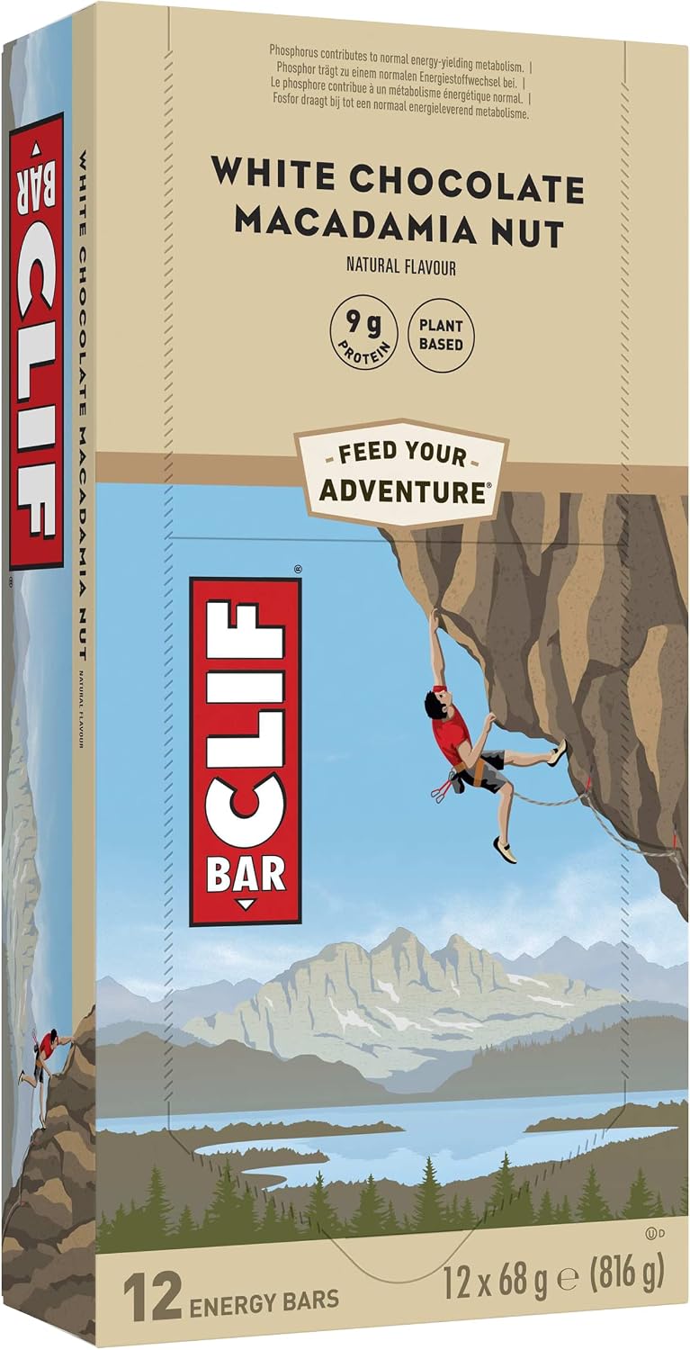 Clif Bars - Energy Bar / Nutritional Protein Bar - White Chocolate Macadamia Nut - Source of Plant Based Protein - 12 x 68 g