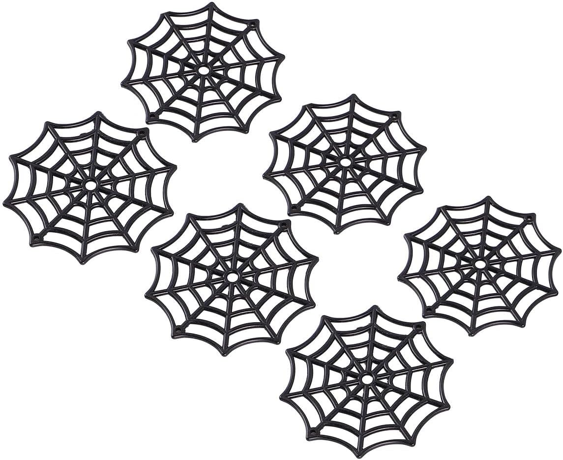 Garneck Pack of 50 Spider Web Coasters Plastic Spider Web Cup Mat Halloween Party Favors (Black)