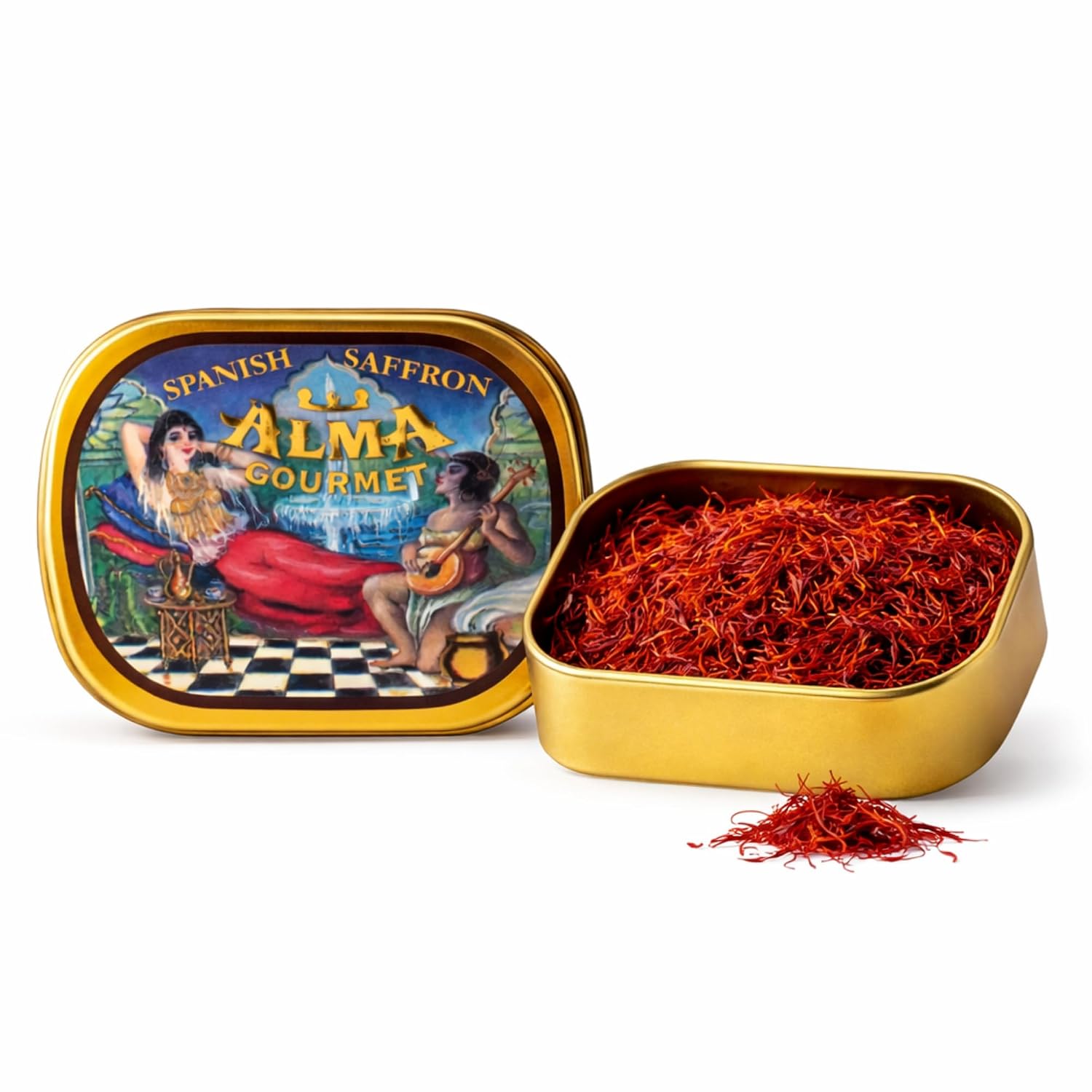 Alma Gourmet Spanish Saffron Threads 2g (0.07 oz) - 100% Pure Natural Saffron Spice, Premium Dried Saffron Strands for Cooking, Real Spanish Saffron from Spain