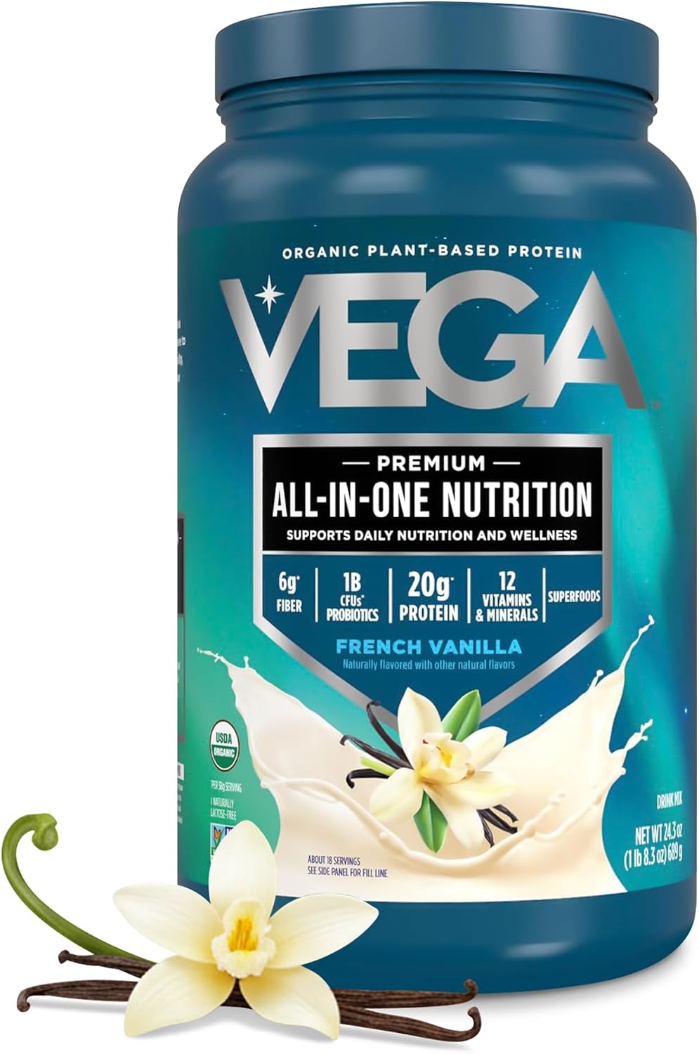 Vega One All-in-One Plant Protein Shake - French Vanilla - 689g (24.3oz)
