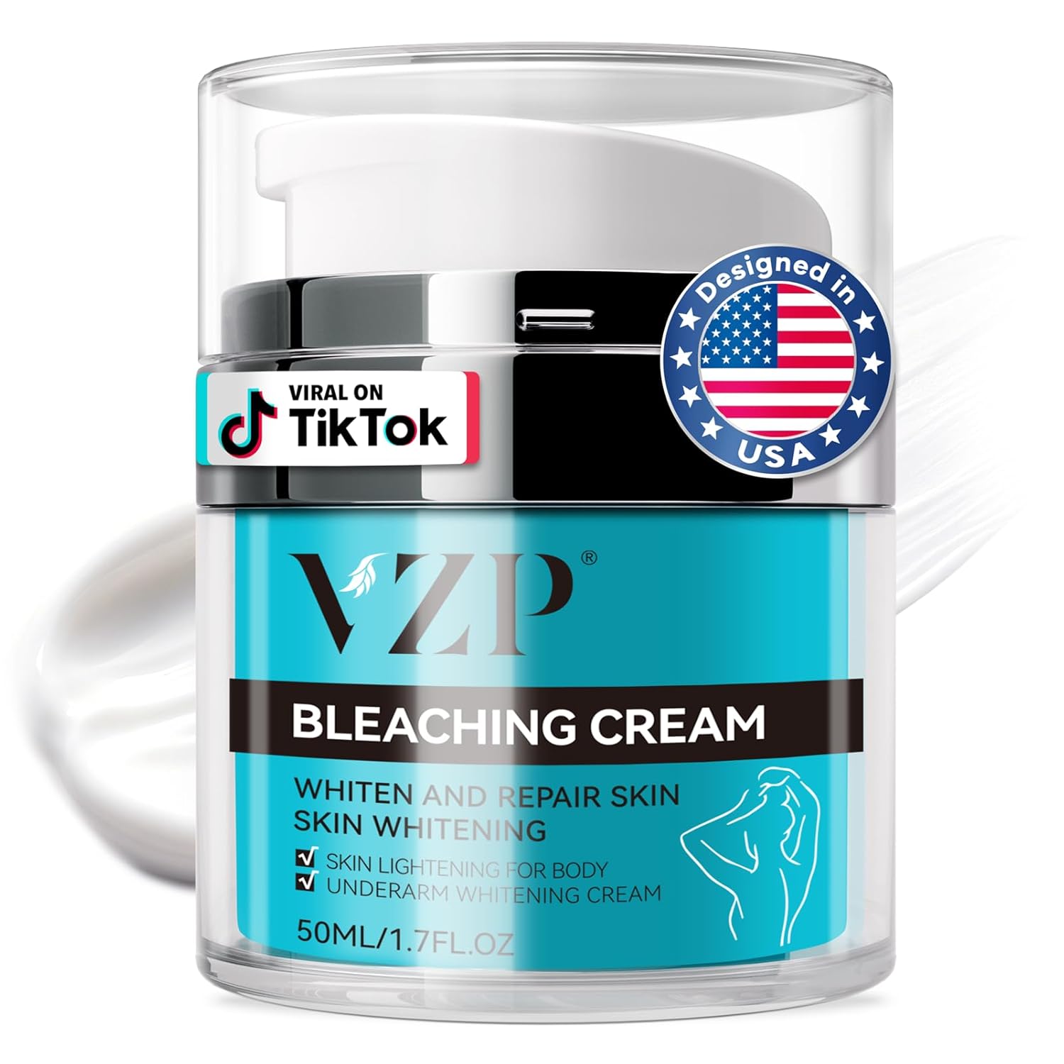 Skin Lightening Cream, Dark Spot Remover for Face Body Bleaching Cream for Intimate Areas & Body, Vitamin C Whitening for Underarms, Knees, Elbows, Inner Thighs, Bikini Line (1.7 Fl Oz)