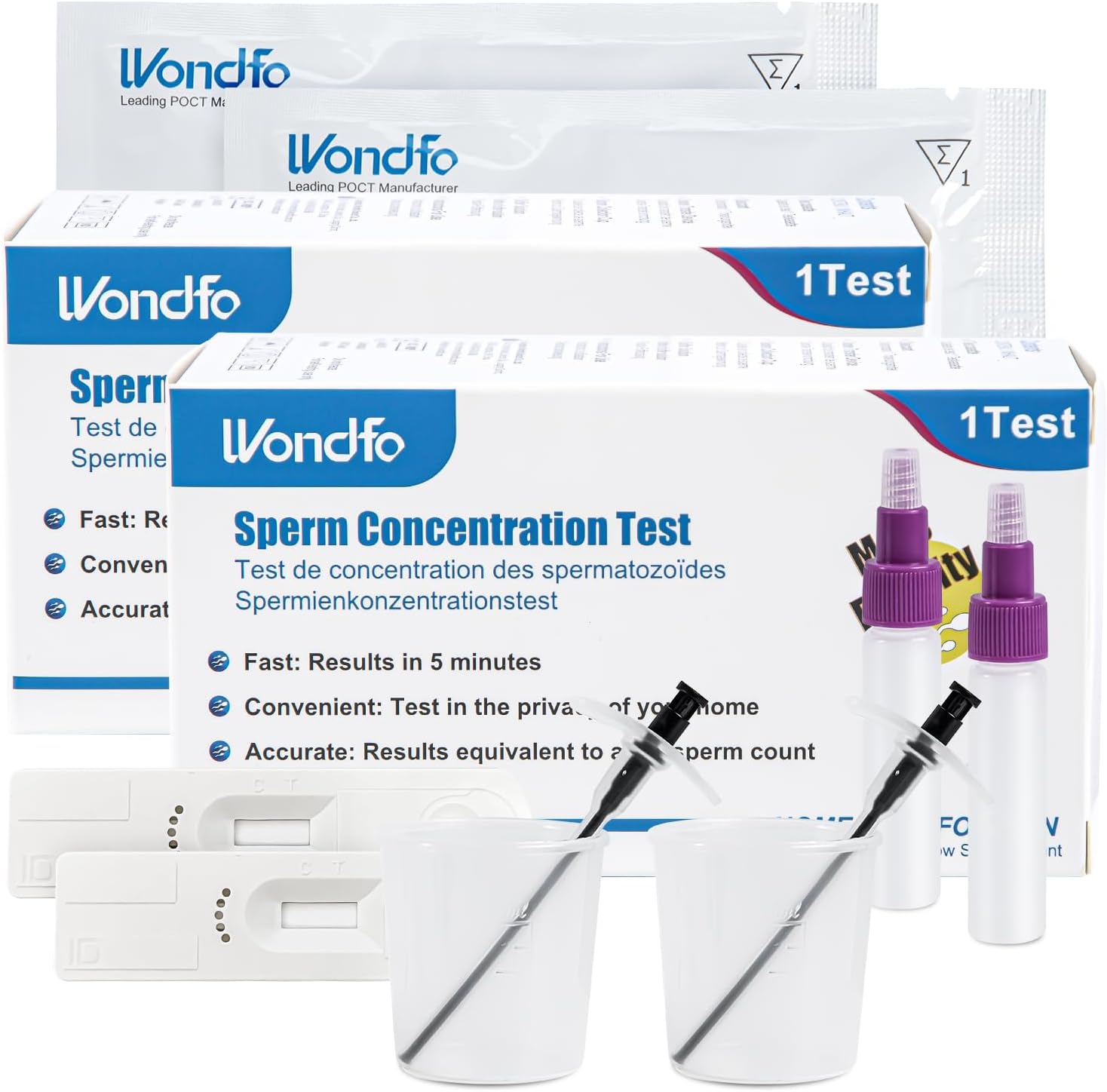 Wondfo Male Fertility Test Kit, 2 Tests, Sperm Count Testing, Privacy Assured
