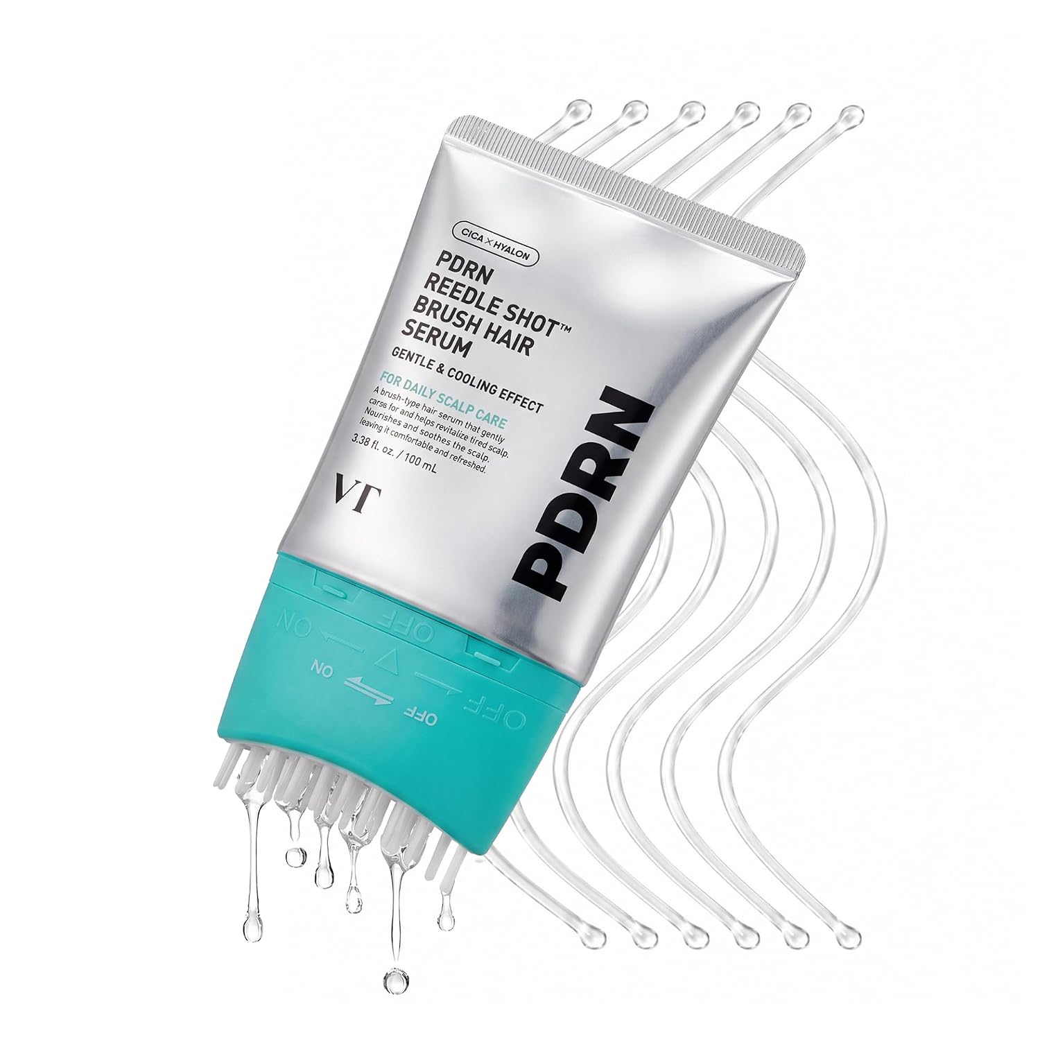 VT COSMETICS PDRN Reedle Shot Brush Hair Serum, Cooling & Refreshing Scalp Care with Vegan PDRN, Caffeine & Spicule Complex, Lightweight & Non-Greasy Daily Scalp Solution, 3.38 fl oz / 100 mL
