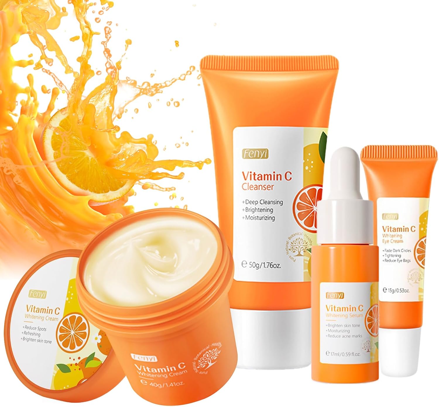Leogony 5PCS Vitamin C Skincare Set, Skin Care for Teenage Girls, Anti-Aging Face Care Beauty Gift Sets for Teen Girls