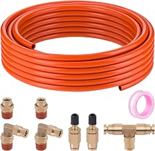 Air Line Service Kit for Air Spring Bag Suspension with Brass DOT Air Brake Line Fittings, 25 FT PA 1/4" DOT Air Line, Inflation Schrader Valve Air Bags Line Kit Replacement Component