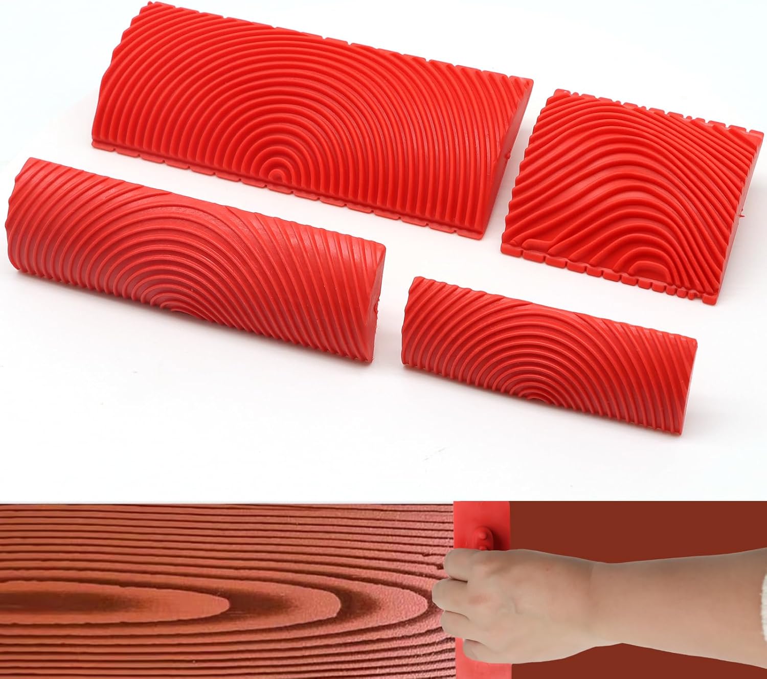 4 Pieces Wood Graining Tool Wood Grain Paint Tool Wood Grain Tool Kit Decorative Wood Grain Tools Wood Graining Tool Set Simulated Wood Grain Brushes for Wall Room Decoration