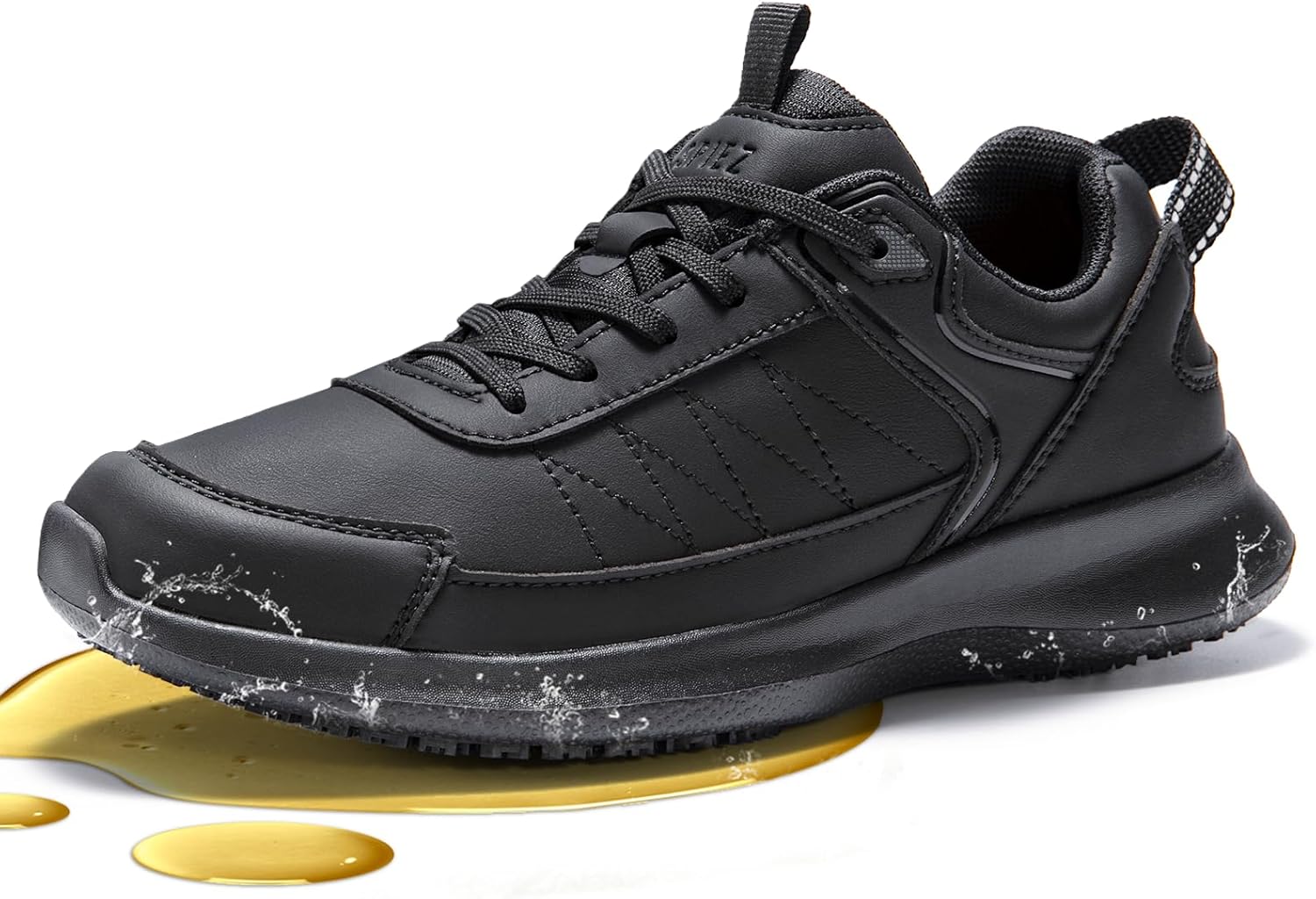 SPIEZ Non Slip Chef Shoes - Lightweight Womens Work Trainers with SRC Certification, Water Repellent Kitchen Nursing Shoes Black UK 3.5-7.5