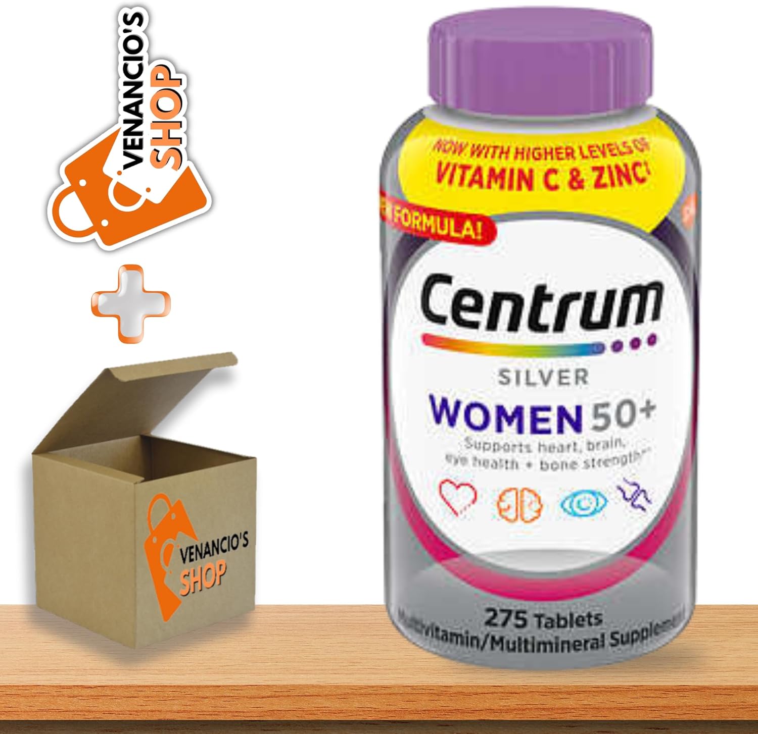 Centrum Silver Women 50 Plus Multivitamin with Vitamin D3, B12, Calcium, Biotin, Zinc & Antioxidants for Heart, Bone, Hair, Skin & Immune Health, 275 Tablets, Non-GMO, Gluten-Free