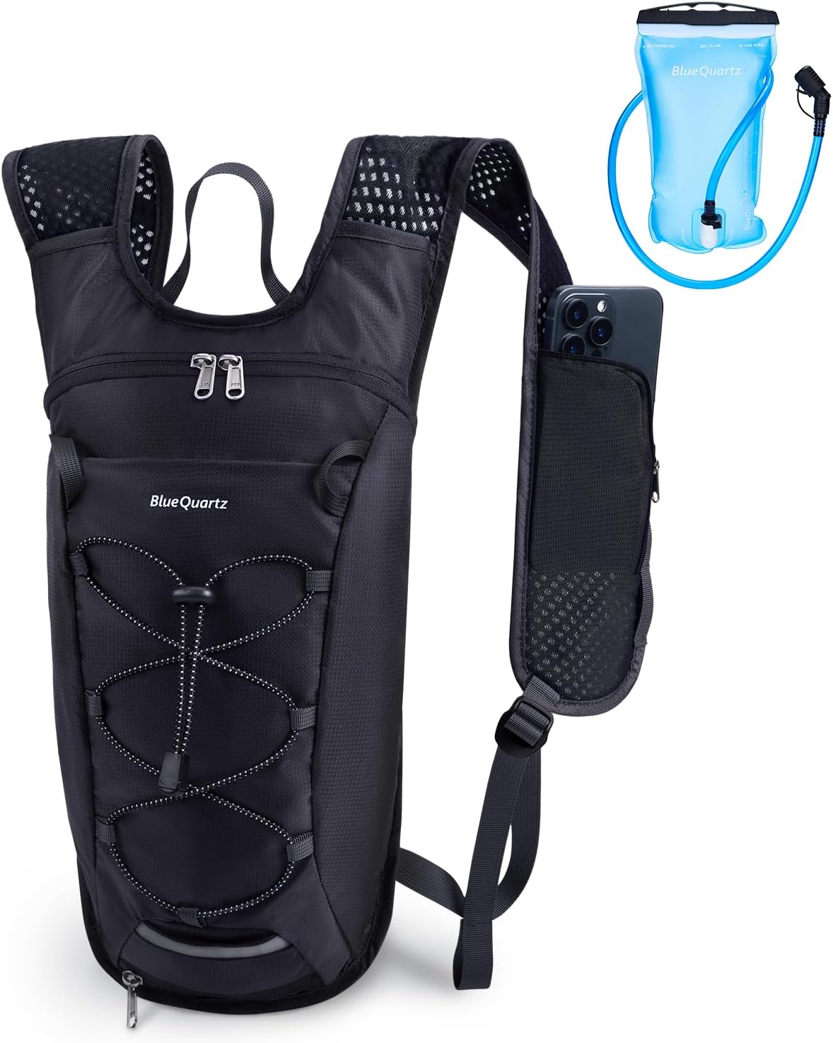 Hydration Backpack with 2L Water Bladder, Hiking Water Backpack for Women Men, Lightweight Cycling Daypack with Phone Pocket & Helmet Net Bag, Hydration Pack for Biking, Running, Skiing