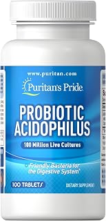 Puritans Pride Probiotic Acidophilus Tablets, White, 100 Count