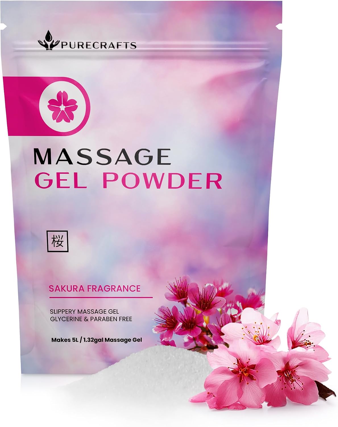 Massage Gel Powder 50g, Sakura Scent, Makes 5L, Made in Japan