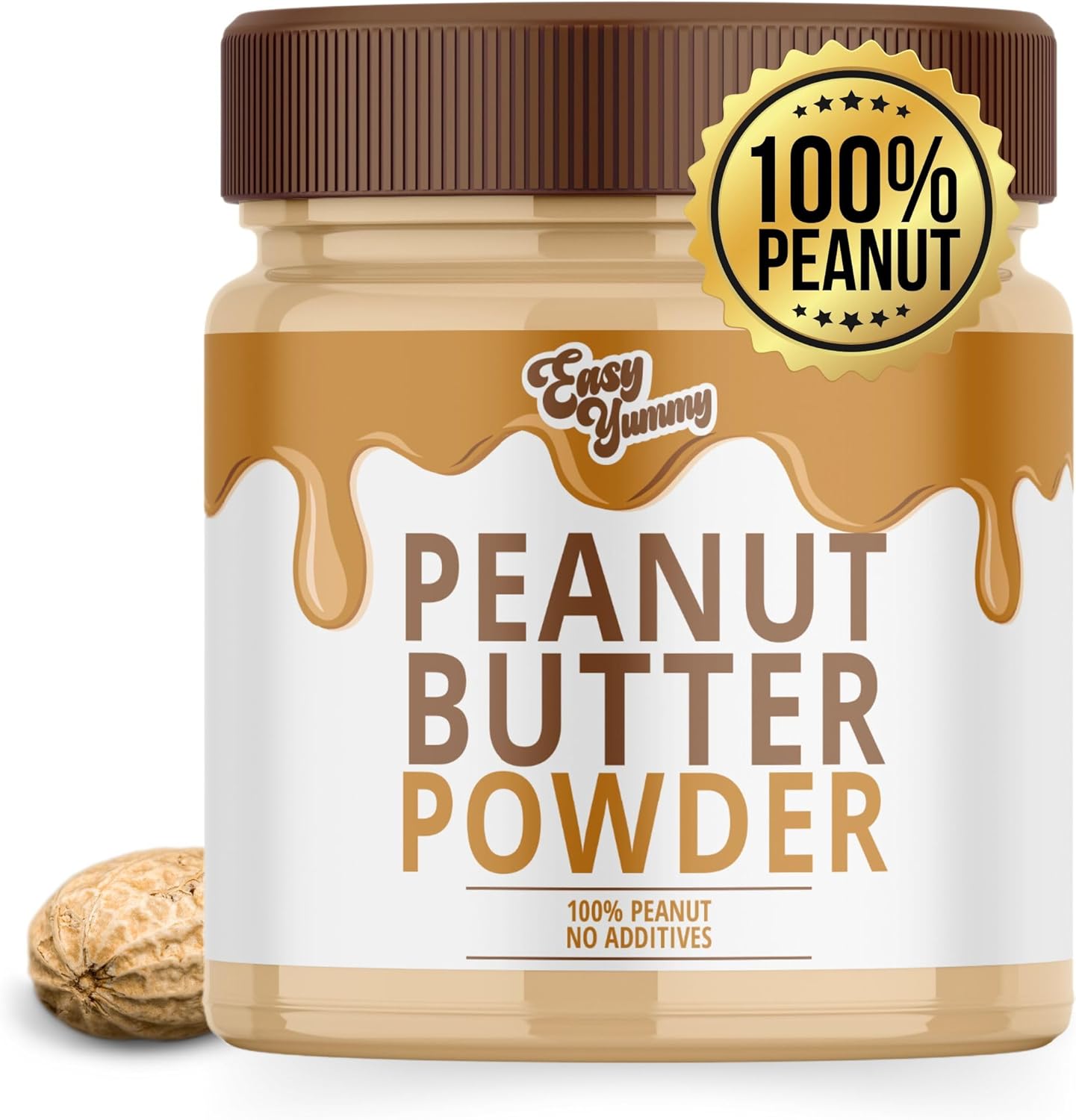 EASY YUMMY - Peanut Butter Powder (500g), 100% Roasted and Ground Peanut, No Added Sugar, No Added Oil, No Additives perfect for Shakes, Baking, Cooking