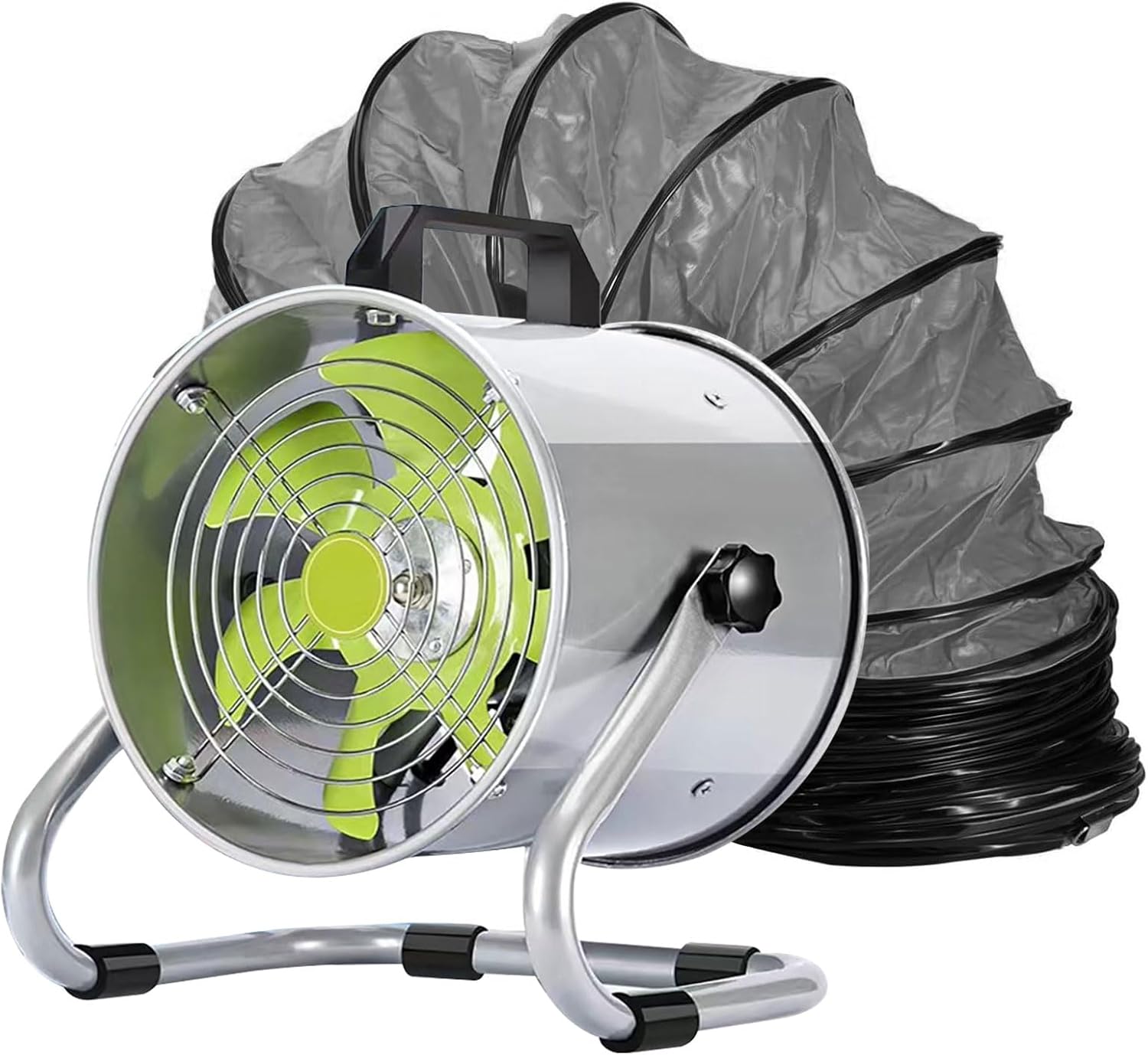 Utility Blower,8 Inch Exhaust Fan,2500R/MIN High Velocity Portable Ventilator,Air Extractor Fan with 16 Ft / 5m Duct Hose for Paint Booth,Industrial basement Ventilation of chicken houses and more