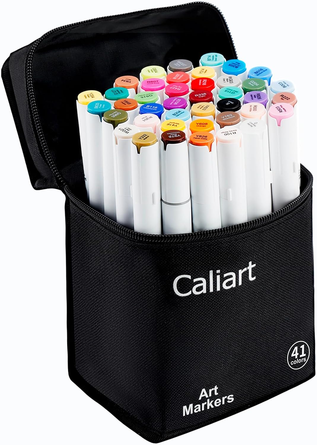 Caliart Alcohol Markers 41 Colors Fine & Chisel Dual Tip Coloring Markers
