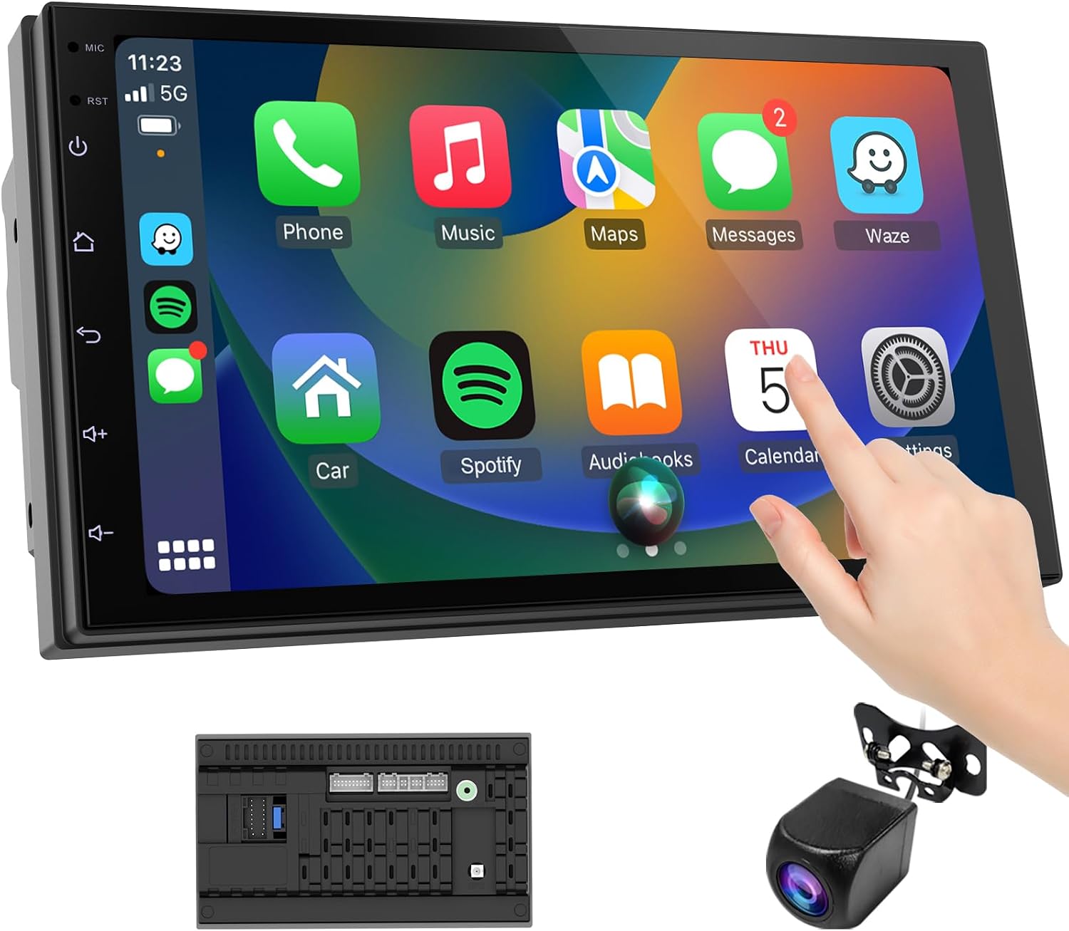 Haudio 7 Inch Android Car Stereo, 2GB+64GB Touchscreen Car Radio with Wired & Wireless Apple CarPlay and Android Auto, GPS Navigation, 720P AHD Backup Camera, Bluetooth, WiFi, FM AM RDS(2+64GB)