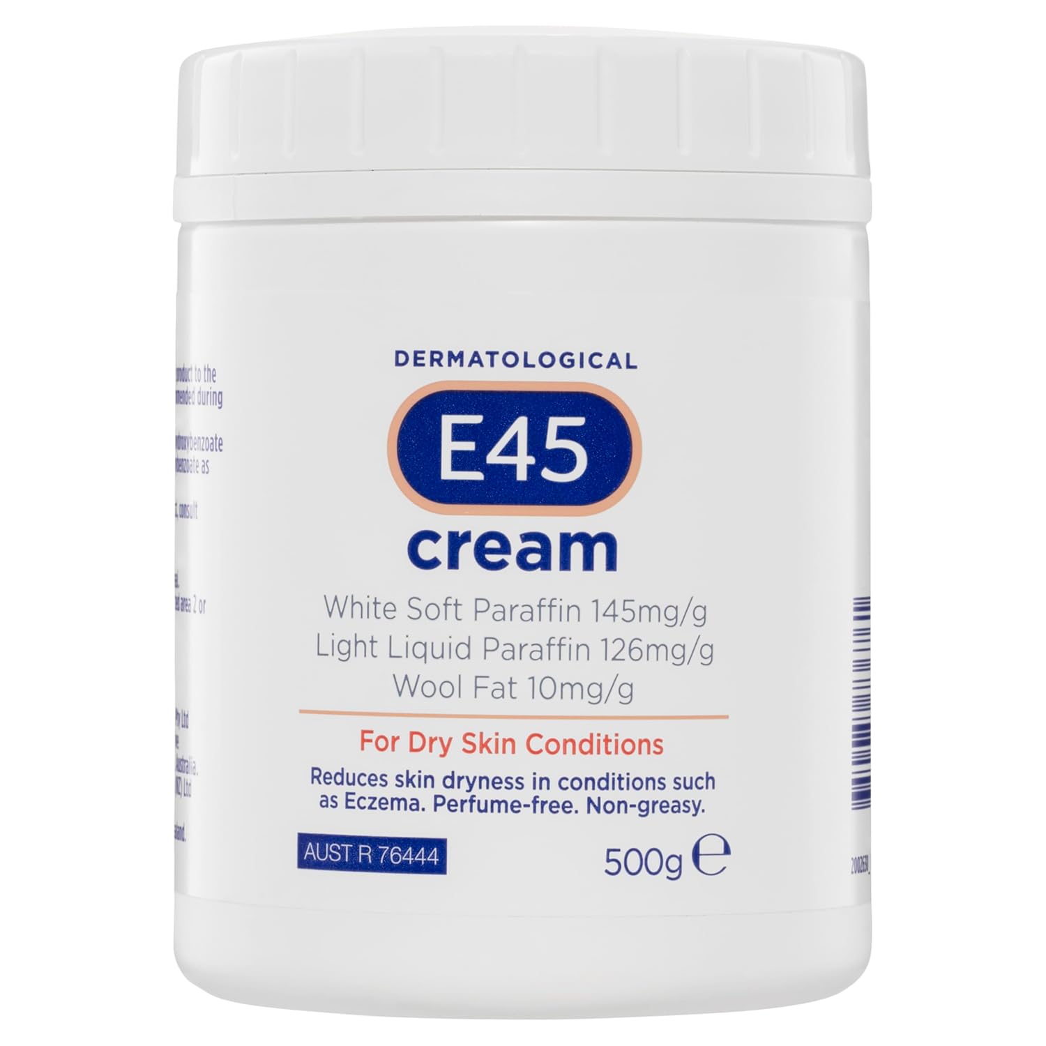 E45 Moisturiser, Body, Face And Hand Cream For Dry, Flaky Skin, Suitable For Eczema, Dry Psoriasis, Sunburn, 500g Tub