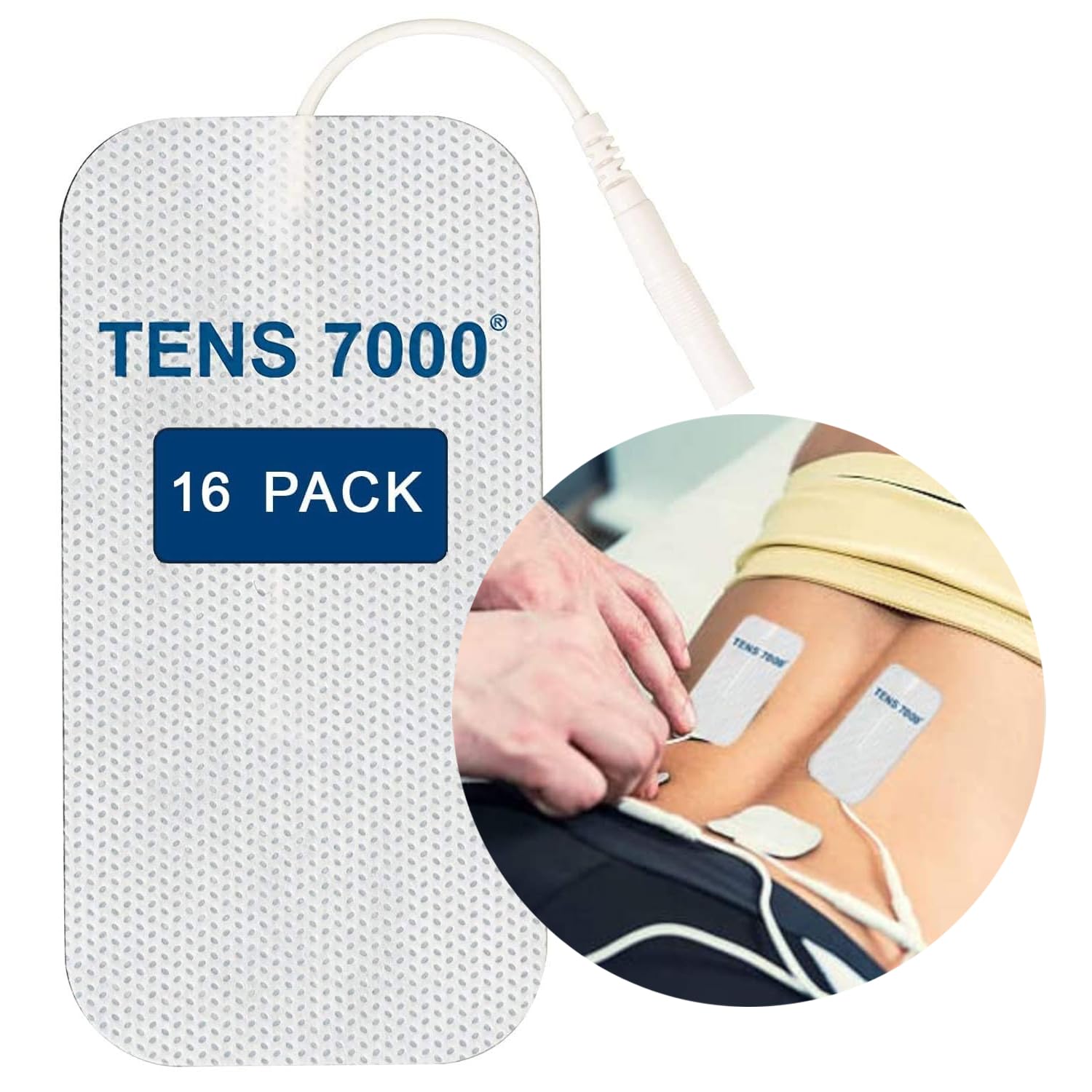TENS 7000 Official TENS Unit Pads - Premium Quality OTC TENS Pads, 2" X 4" - Compatible with Most TENS Machines, Replacement Electrodes Value Pack, 16 Count