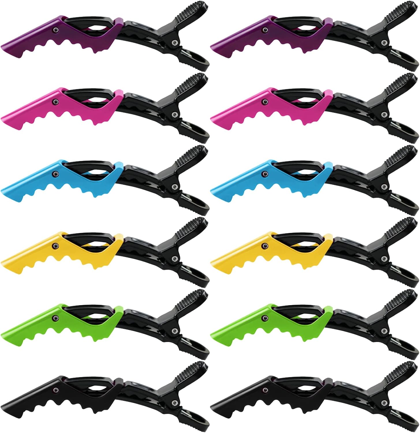 Karjiaja 12 PCS Crocodile Hair Clips Barrette, Professional Styling Hair Clips Barrettes Crocodile Hair Hairdressing Clip Alligator Hairclip Hair Styling Separating Clips Plastic Hair Barrettes