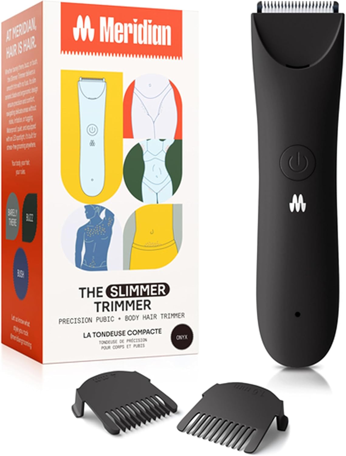 MERIDIAN Slimmer Trimmer – Electric Razor for Women, Bikini Line & Pubic Hair Trimmer, Rechargeable & Waterproof, Painless, Flawless Shave for Sensitive Skin, Gentle, Quiet & Travel-Friendly, Onyx