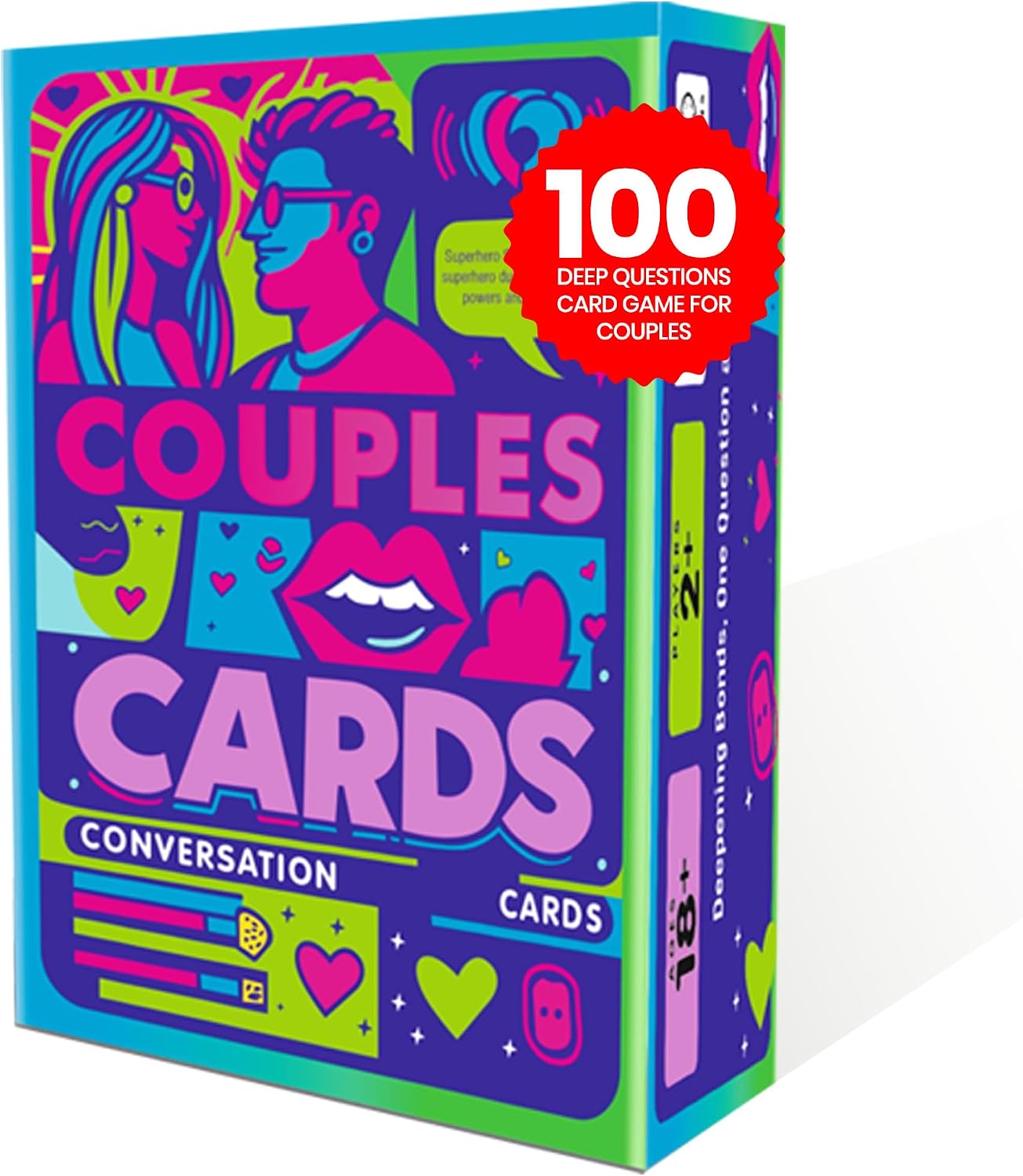 Conversation Cards for Couples – 100 Deep Questions Card Game for Couples to Reconnect – Ideal for Date Night, Travel & Stay at Home – Thoughtful Gift & Relationship Game