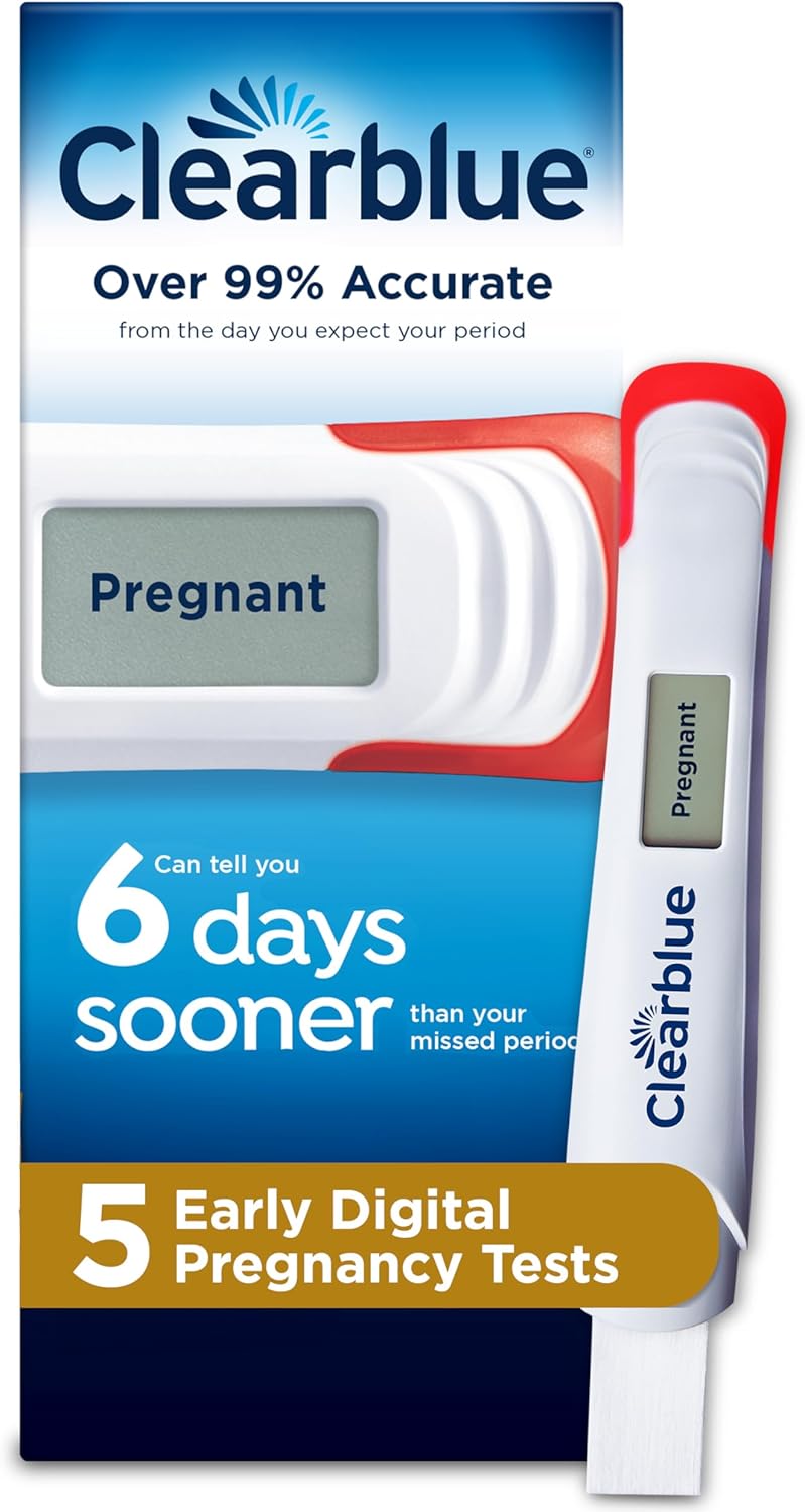 Clearblue Early Digital Pregnancy Test, Early Detection at Home Pregnancy Test, 5 Ct