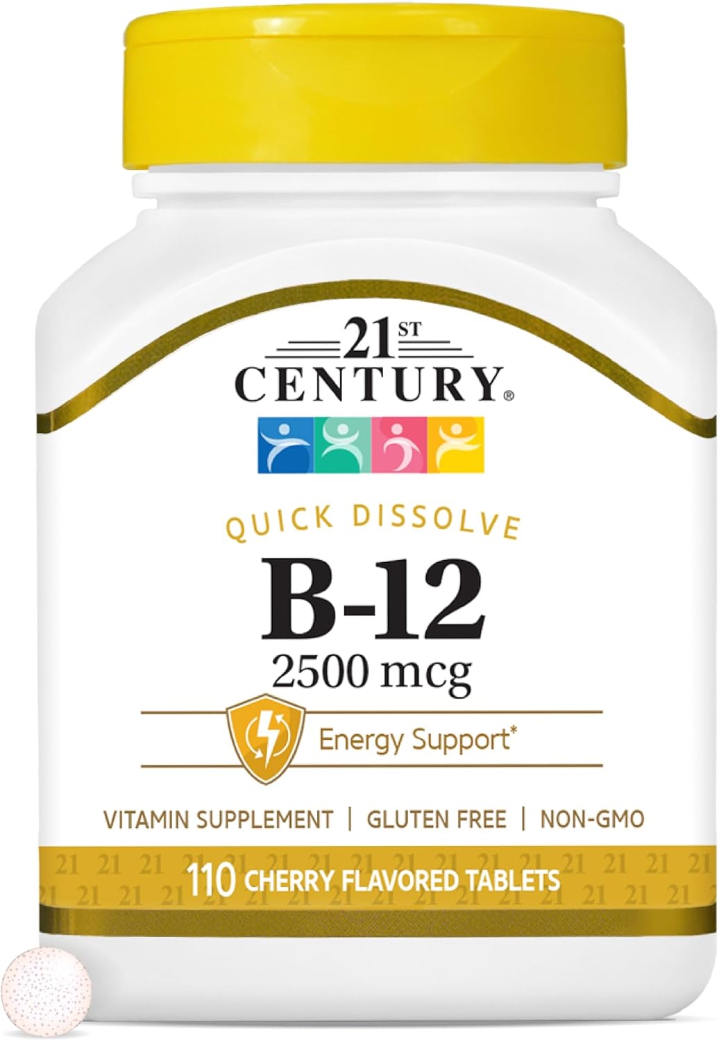 21st Century B-12 2500mcg Sublingual Tablets, High Potency, 110 Count | High-Potency Vitamin B12 2500 mcg, Natural Energy & Healthy Red Blood Cell Support, Vegan, Vegetarian, Third-Party Tested