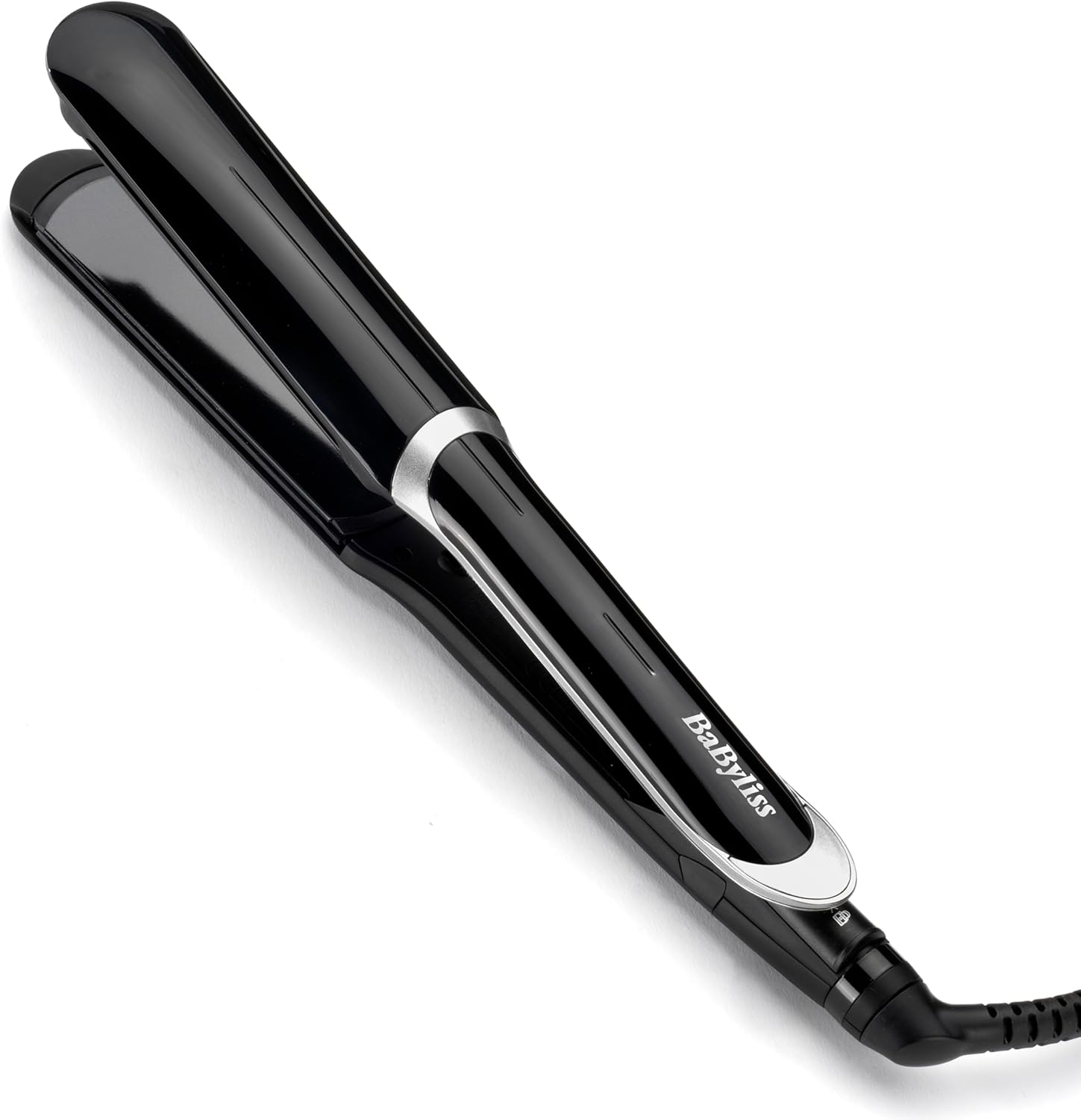 BaByliss Smooth Pro Wide Plate Hair Straighteners - Extra-Long Ceramic Plates for Thick & Long Hair, Ionic Frizz Control, Up to 235°C, 6 Heat Settings, Fast Heat-Up, Heat Mat Included, Black, 2597U