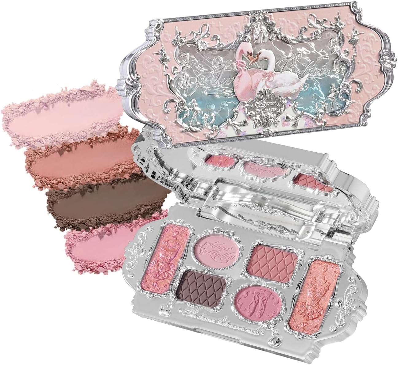 Flower Knows Swan Ballet 6-Color Makeup Palette,Soft Rosy Pink