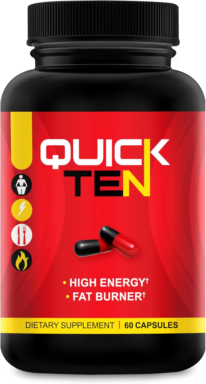 Drop 10 Quick – Diet Pills for Women & Men – Powerful Fat Burner, Appetite Suppressant, Metabolism Booster – Rapid Weight Loss Supplement – 60 Capsules