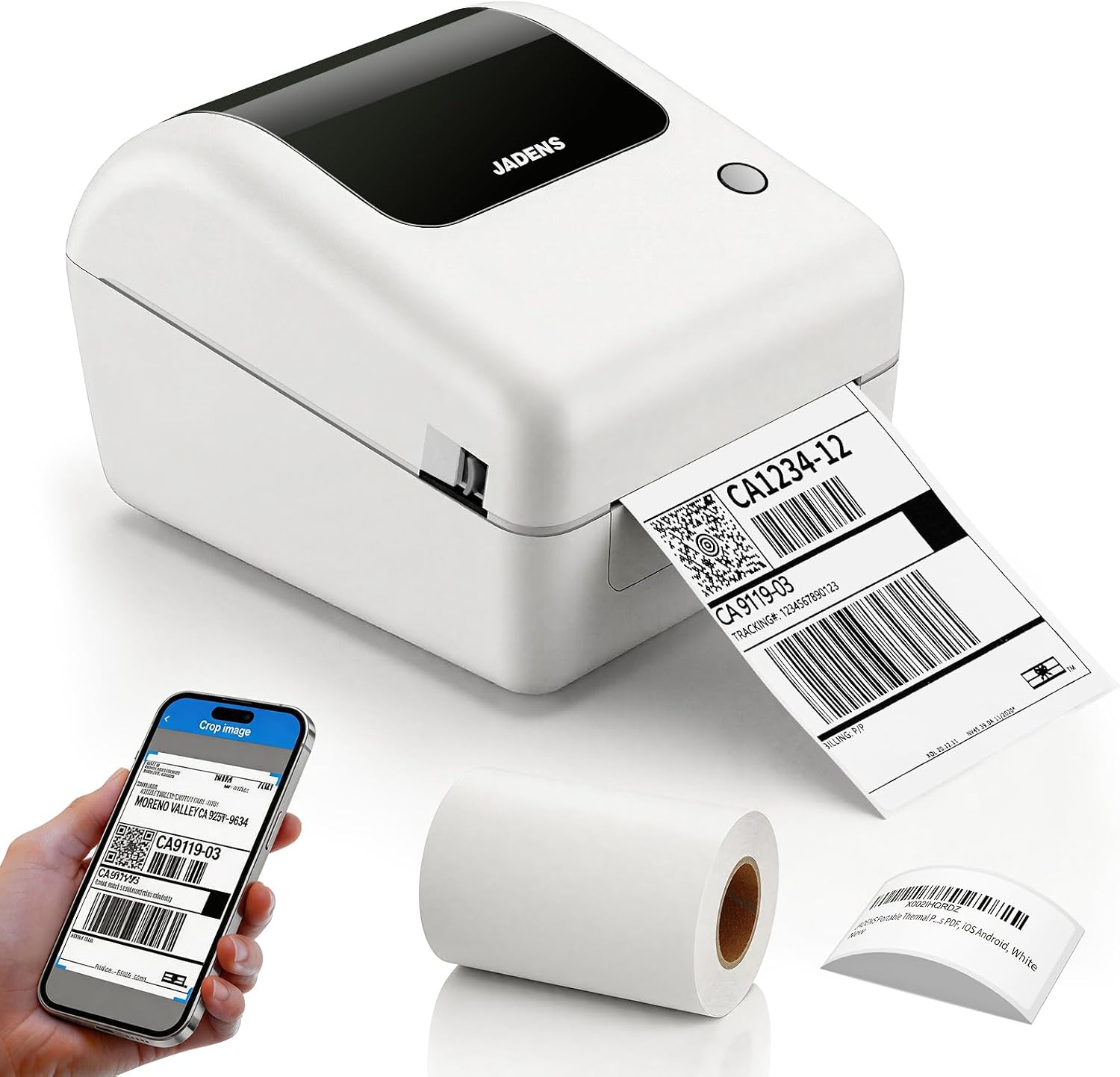 JADENS 4x6 Bluetooth Thermal Label Printer with Built-in Label Holder