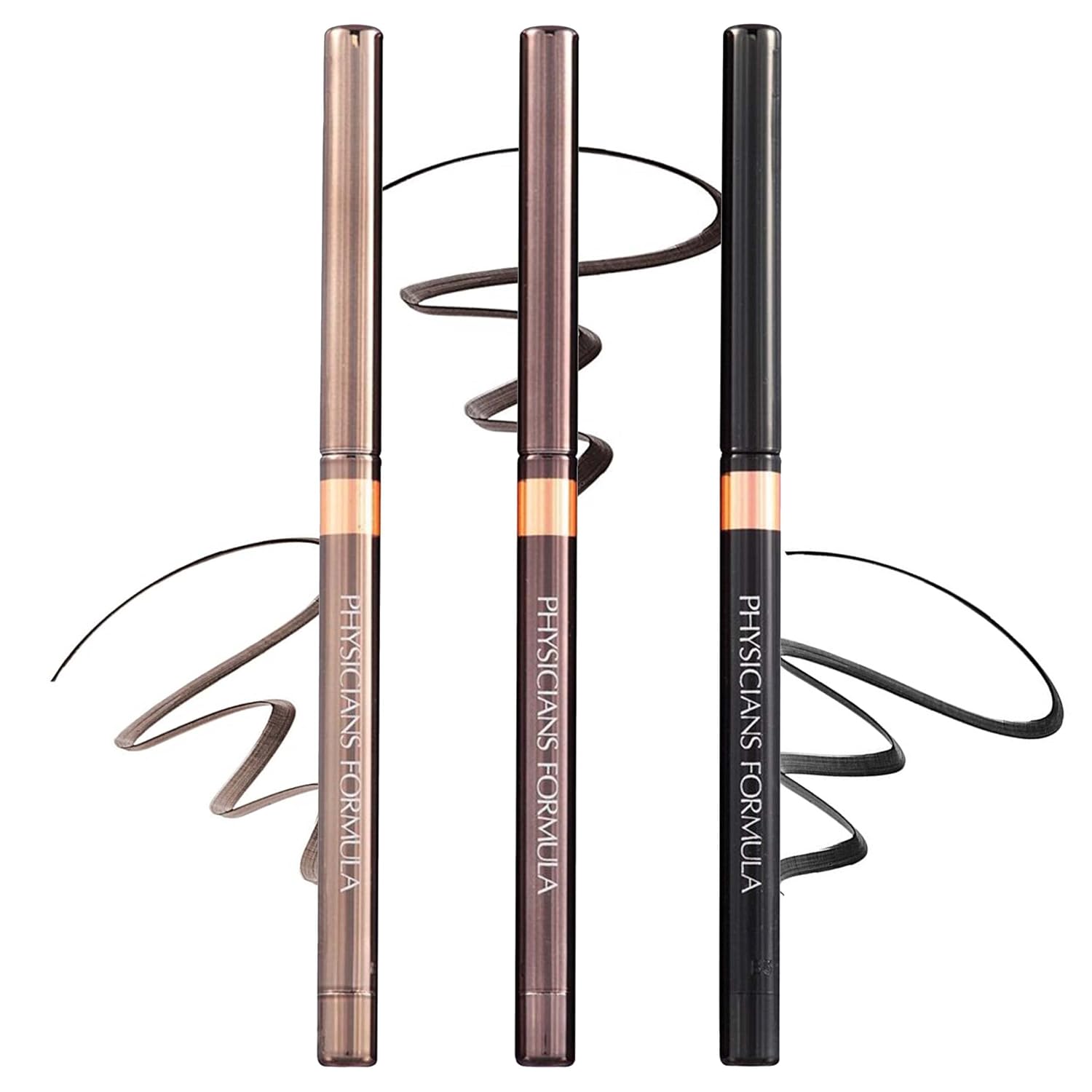 Physicians Formula Shimmer Eyeliner Pencil Set Of 3, Black, Dark Brown, Brown, Custom Eye Enhancing Eyeliner Trio, Dermatologist Approved