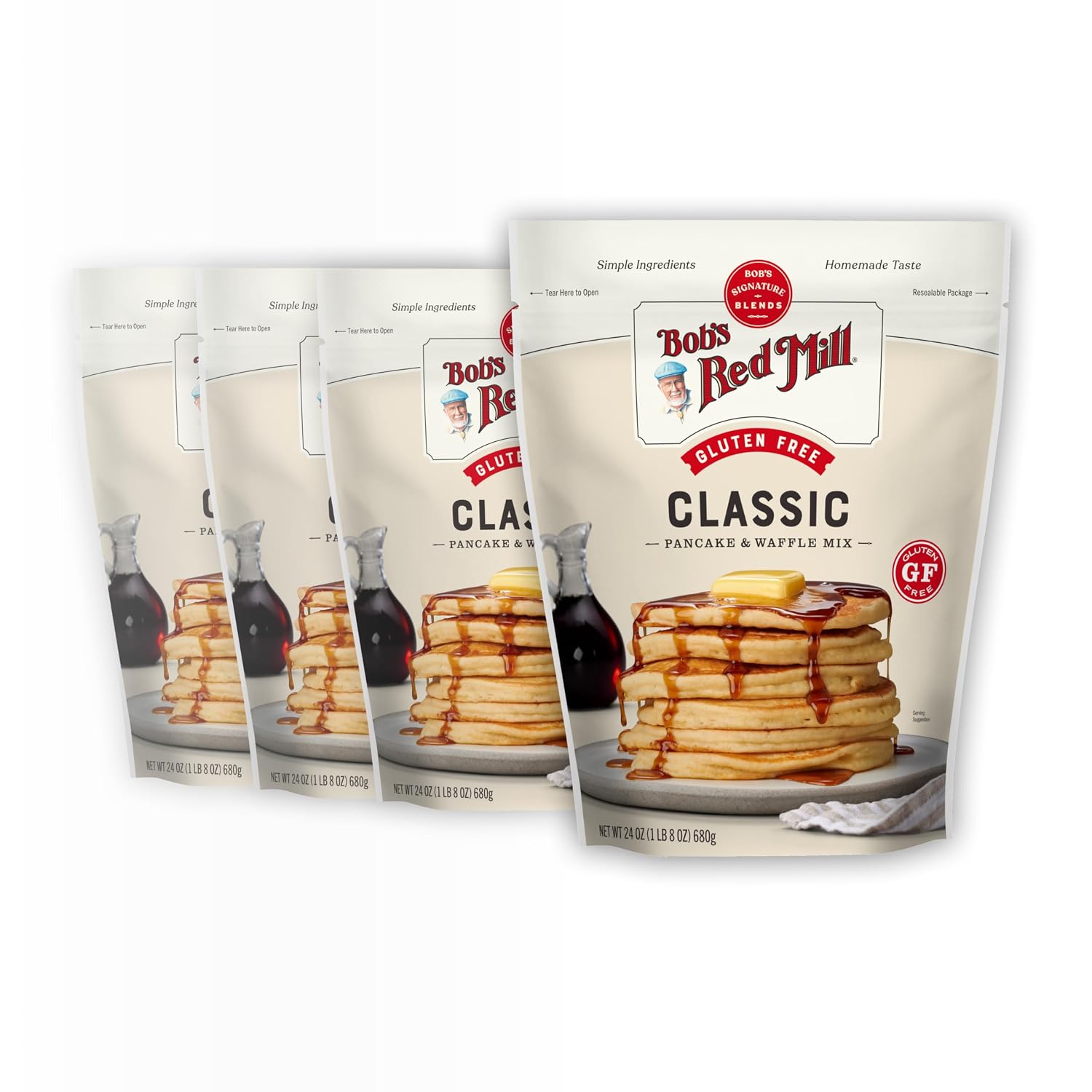 Bob's Red Mill Gluten Free Pancake & Waffle Mix, 24oz (4 Pack)